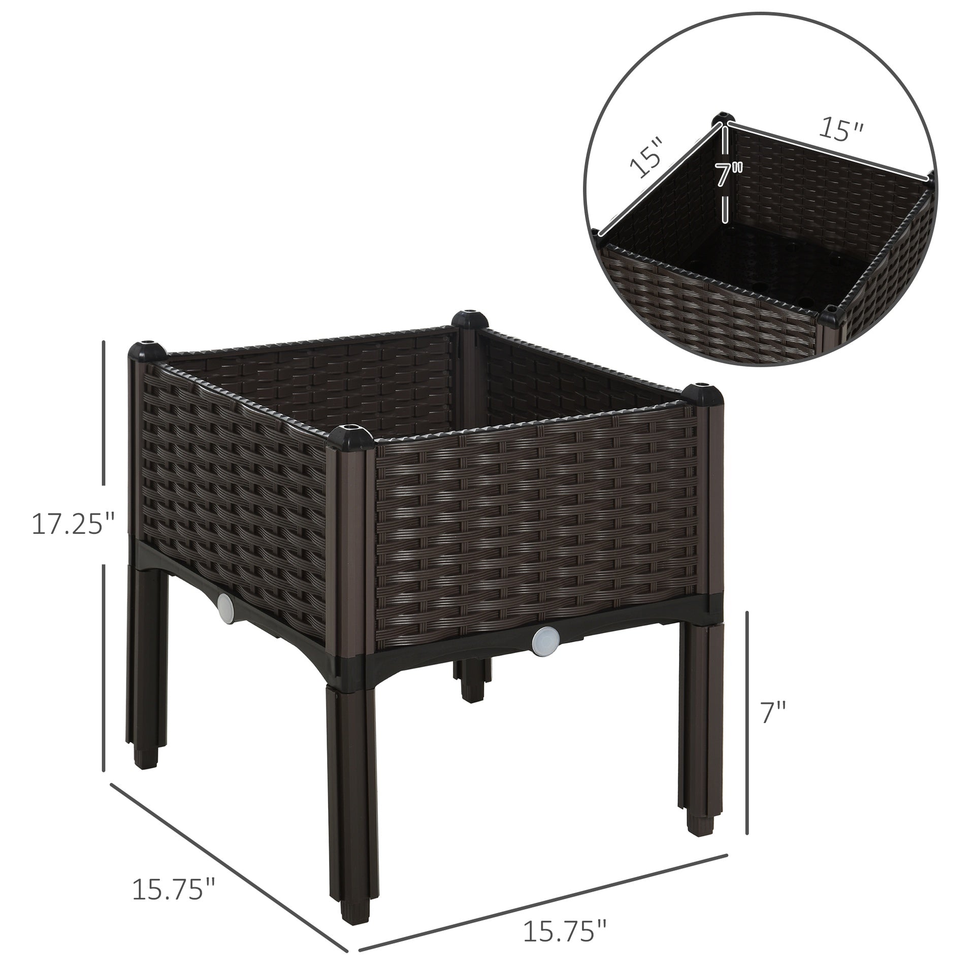Outsunny 1 Piece Raised Garden Bed with Legs, Planter Box Raised Bed to Grow Flowers, Herbs & Vegetables, Brown