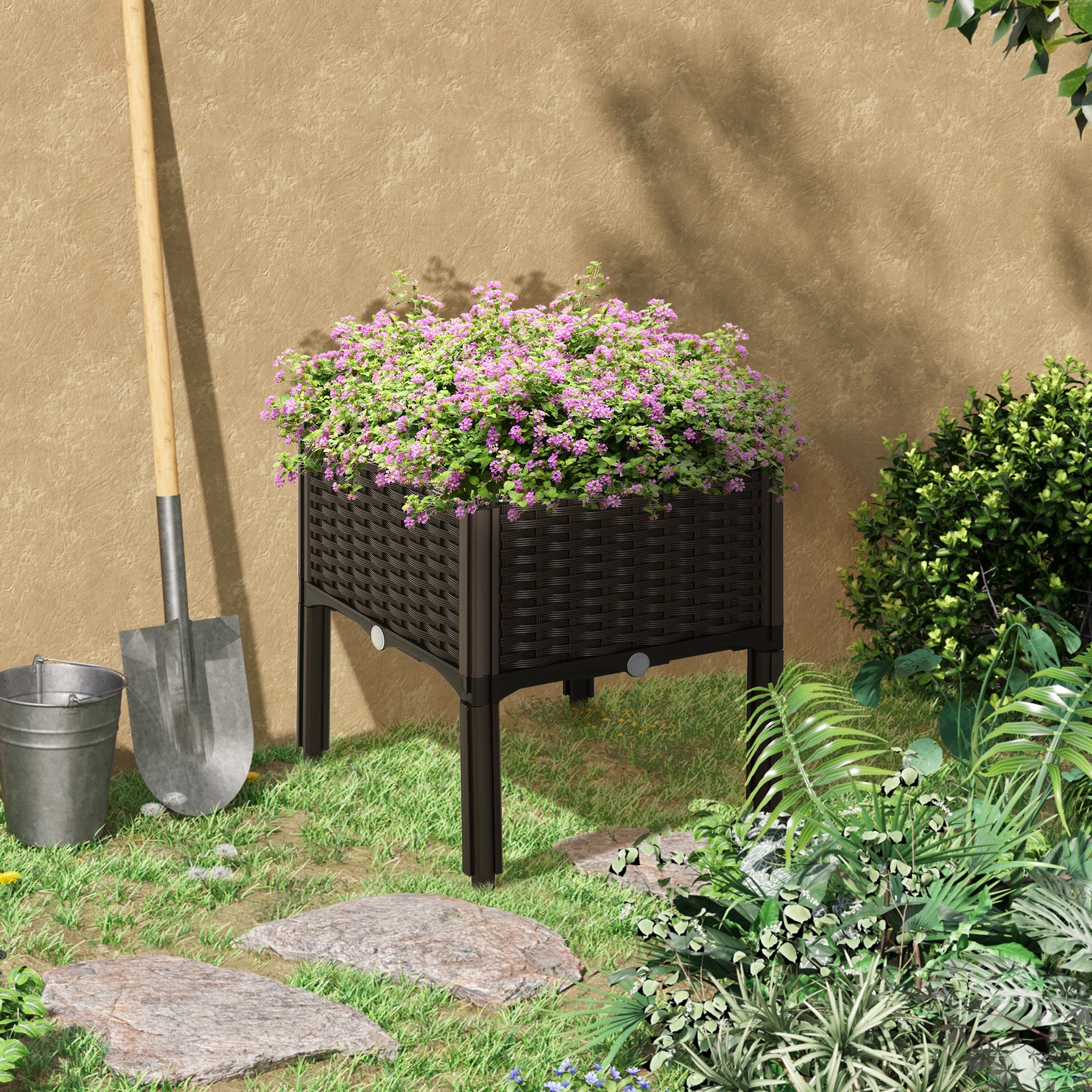 Outsunny 1 Piece Raised Garden Bed with Legs, Planter Box Raised Bed to Grow Flowers, Herbs & Vegetables, Brown