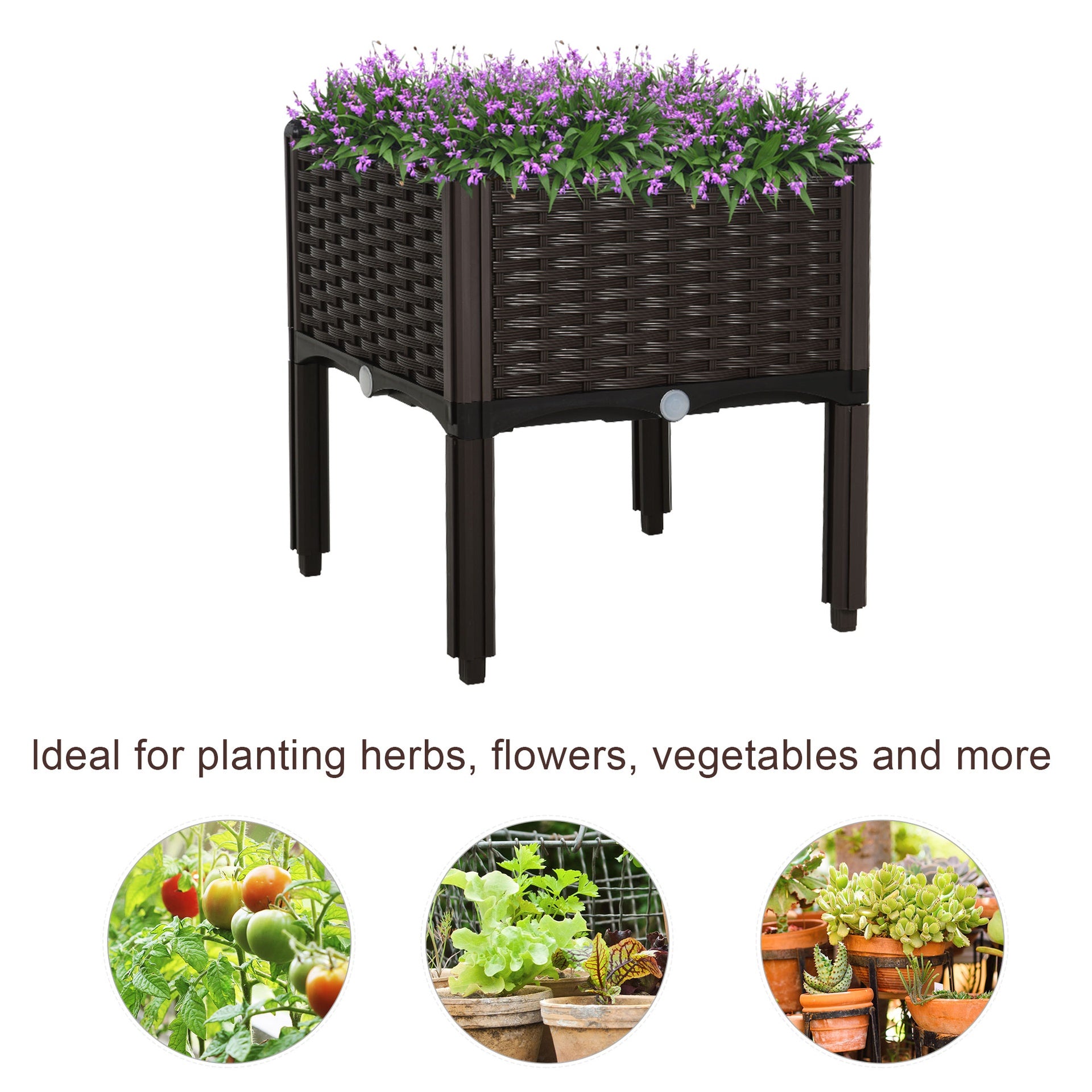 Outsunny 1 Piece Raised Garden Bed with Legs, Planter Box Raised Bed to Grow Flowers, Herbs & Vegetables, Brown
