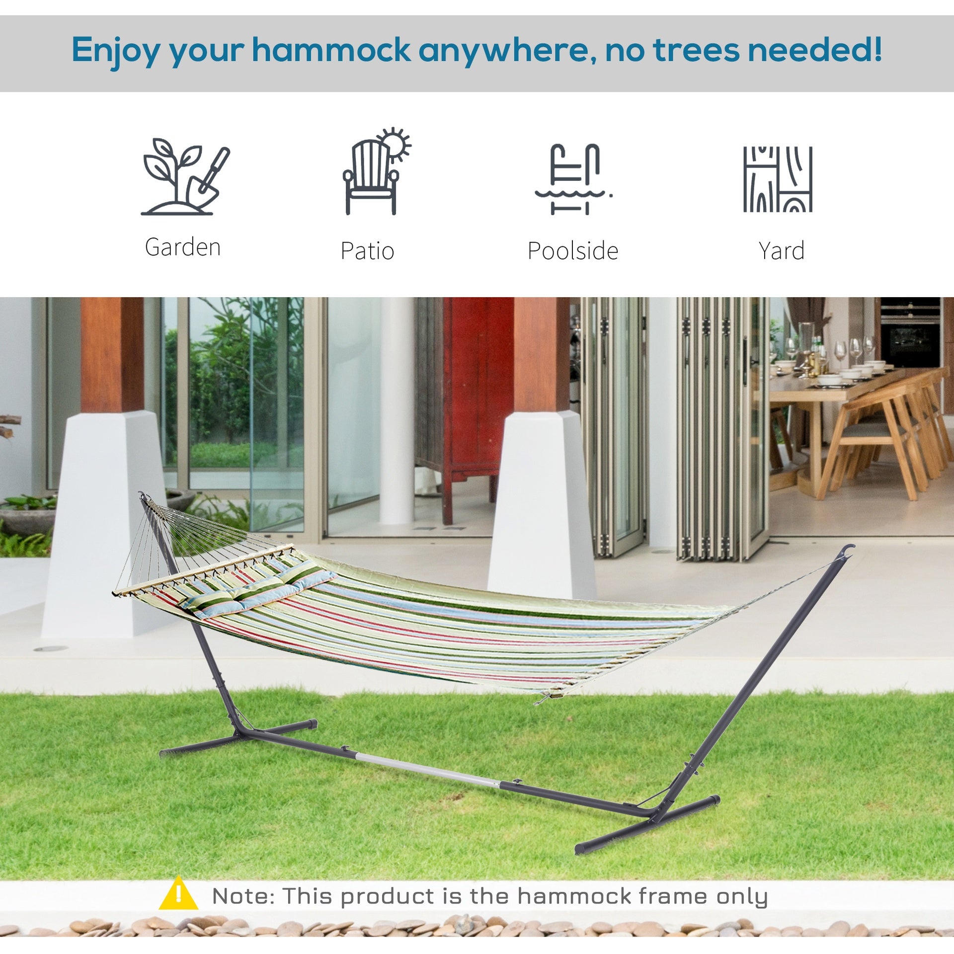 Outsunny Universal Hammock Stand 10-13ft Adjustable Steel Stand Space-Saving and Portable Carrying for Indoor and Outdoor Use, Black