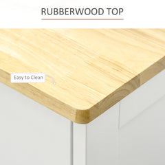 HOMCOM Modern Sideboard with Rubberwood Top, Buffet Cabinet with Storage Cabinets, Drawers and Adjustable Shelves, White