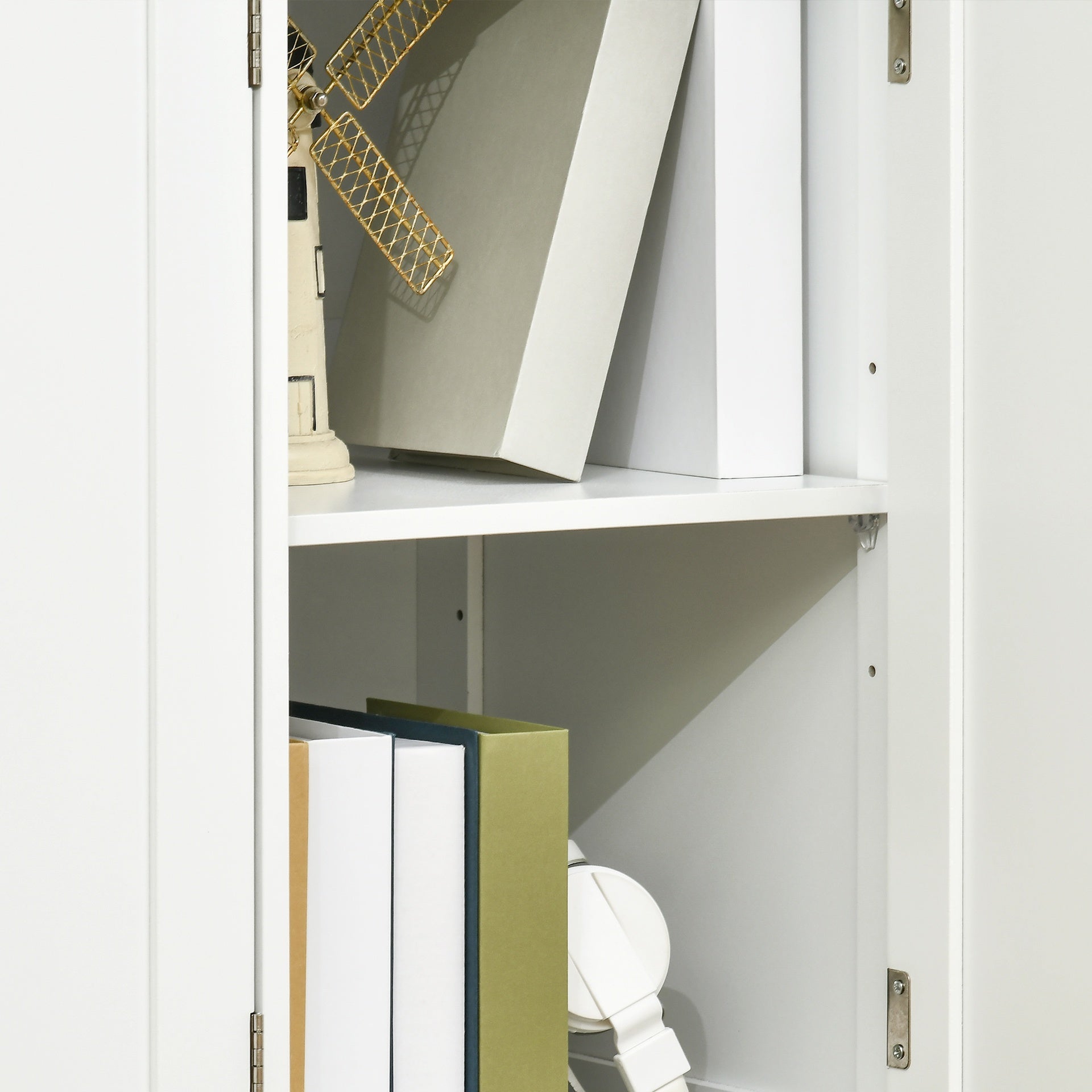 HOMCOM Modern Sideboard with Rubberwood Top, Buffet Cabinet with Storage Cabinets, Drawers and Adjustable Shelves, White