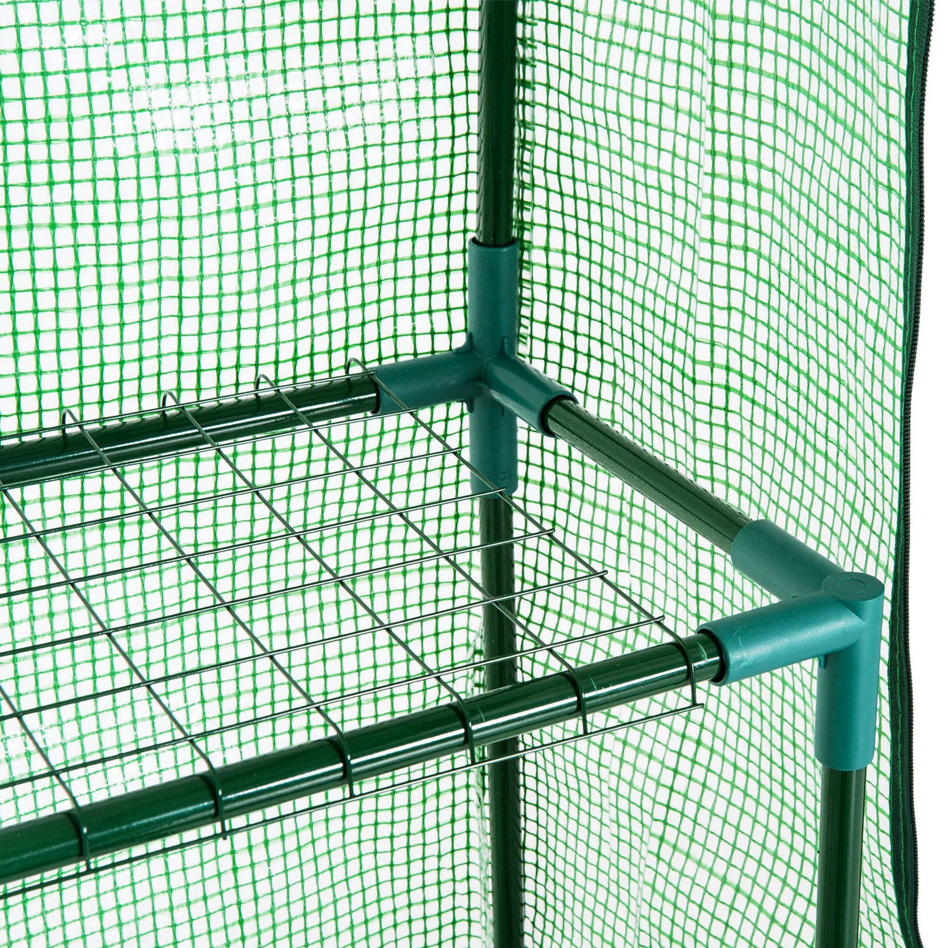 Outsunny 56" x 29" x 77" Walk-in Greenhouse, Garden Hot House with 3 Tier Shleves, Roll-Up Door and PE Cover, Green