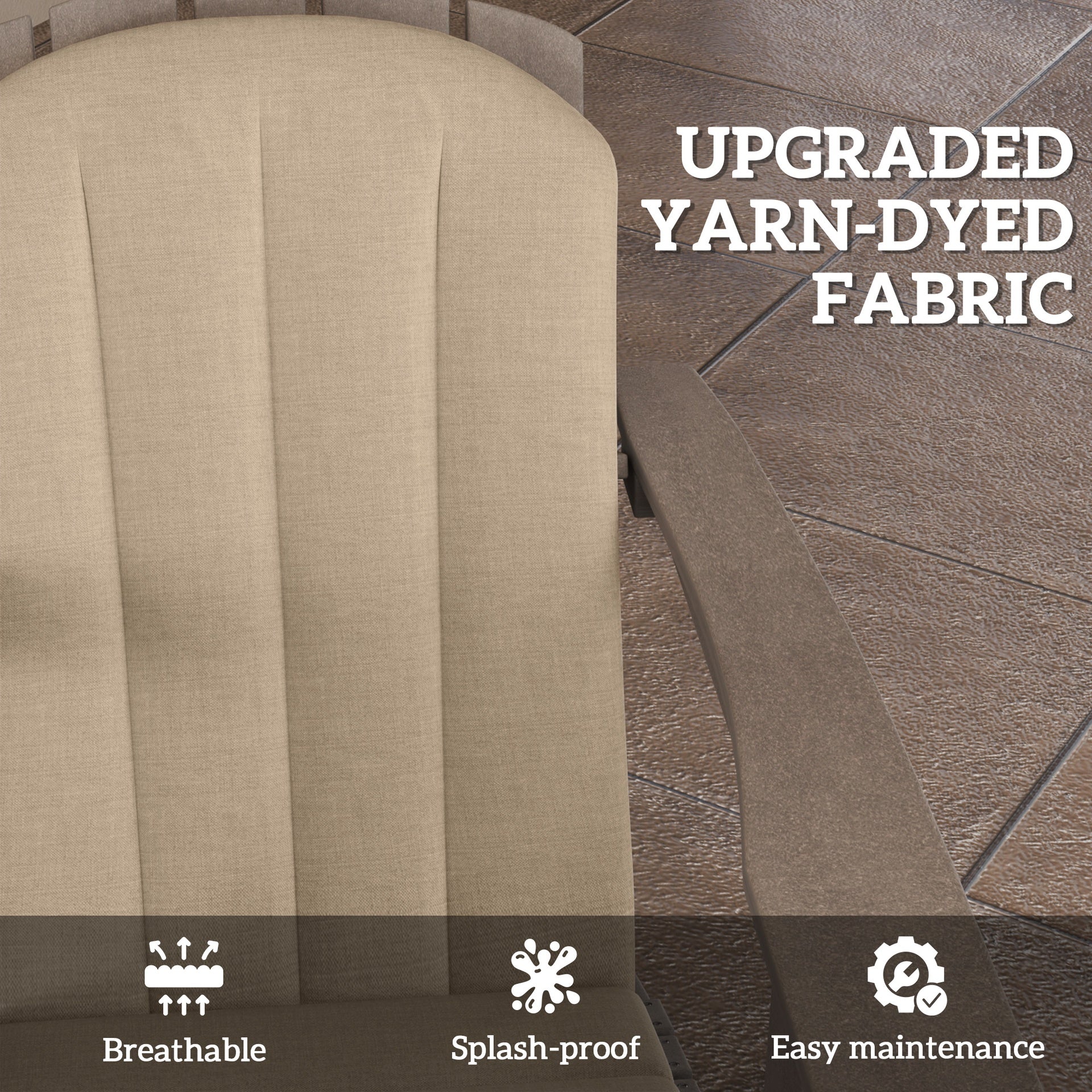 Outsunny Set of 4 Outdoor Chair Cushions, High Back Adirondack Chair Cushion with Ties, High-Density Foam, Beige