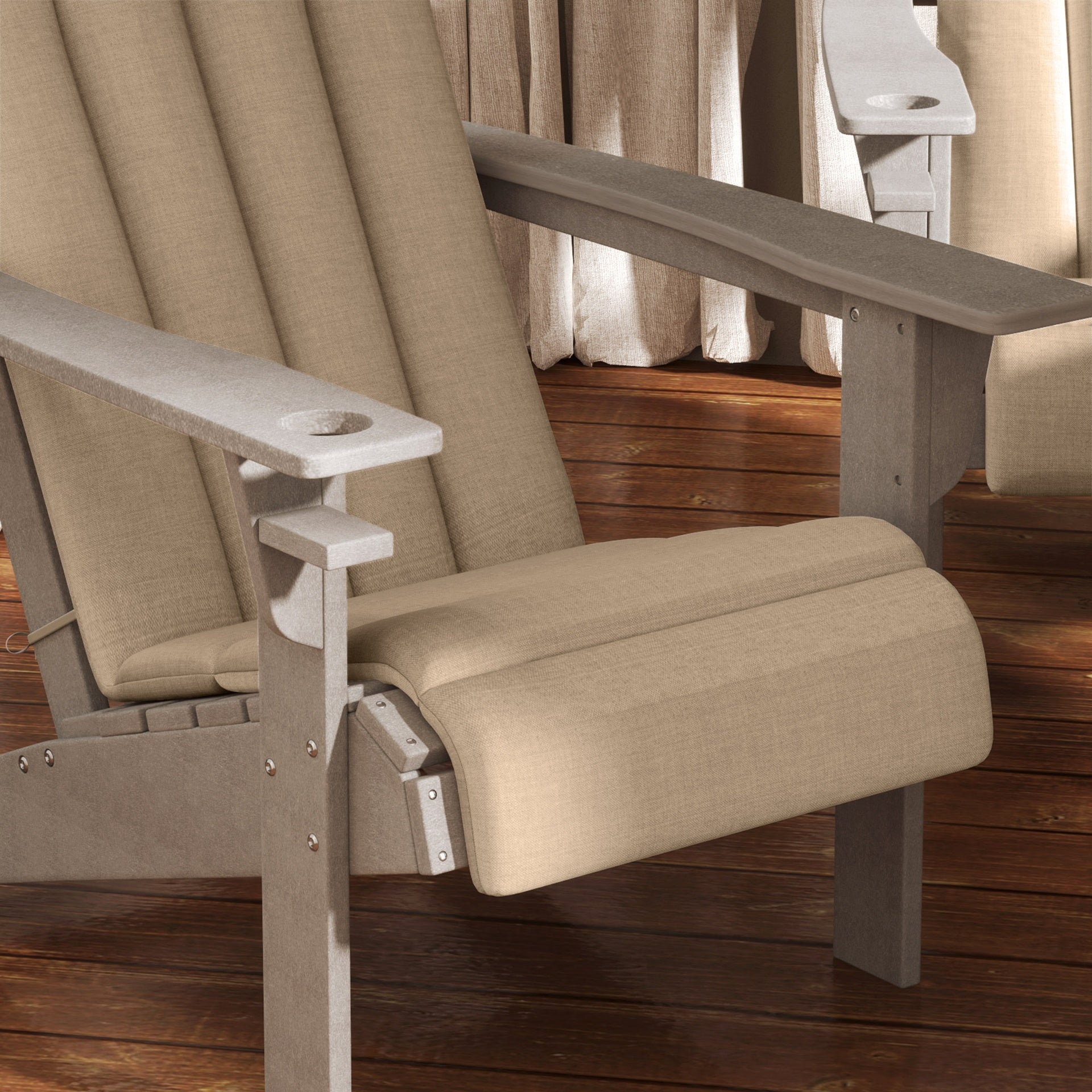 Outsunny Set of 4 Outdoor Chair Cushions, High Back Adirondack Chair Cushion with Ties, High-Density Foam, Beige