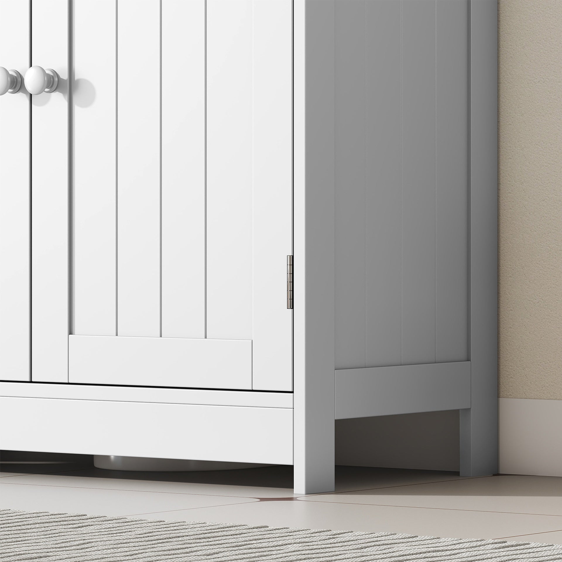 HOMCOM Bathroom Vanity Cabinet, Under Sink Bathroom Cabinet with 2 Doors and Adjustable Shelf, Light Gray