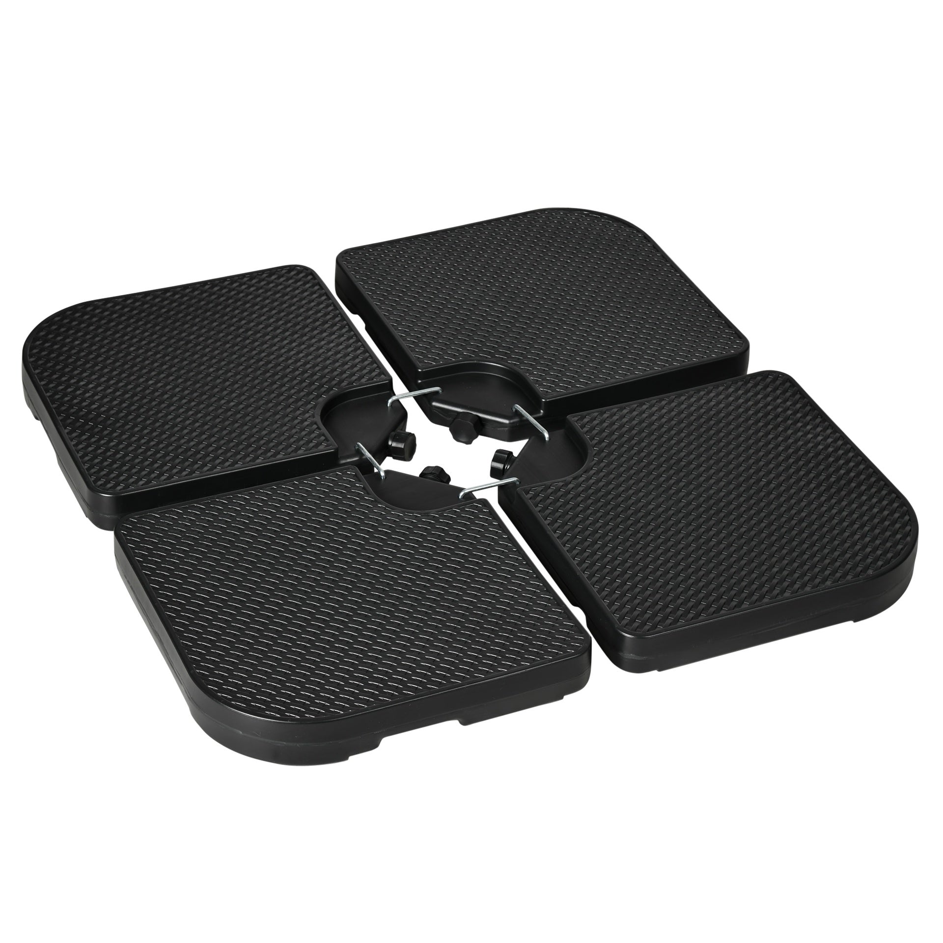 Outsunny 4PCs 175lb Cantilever Patio Umbrella Base Weights, HDPE Water and Sand Filled Umbrella Weights, Black