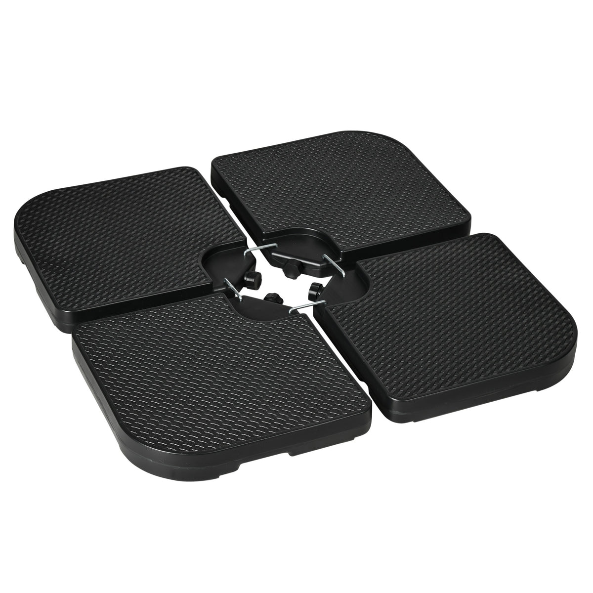 Outsunny 4PCs 175lb Cantilever Patio Umbrella Base Weights, HDPE Water and Sand Filled Umbrella Weights, Black