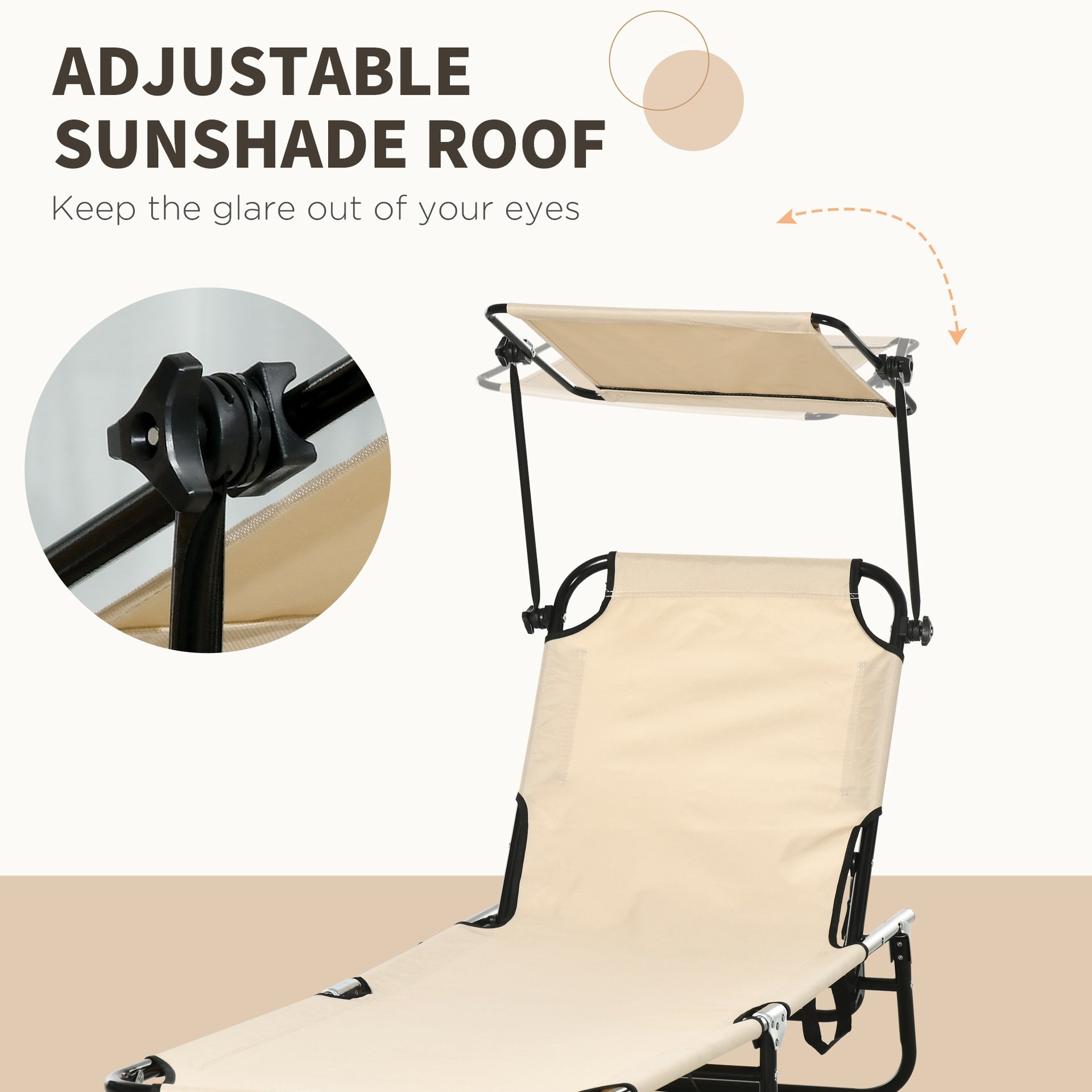 Outsunny Chaise Lounge Pool Lounge Chairs Set of 2, Outdoor Sun Tanning Chairs, Reclining Back, Steel Frame and Side Pocket, Tan