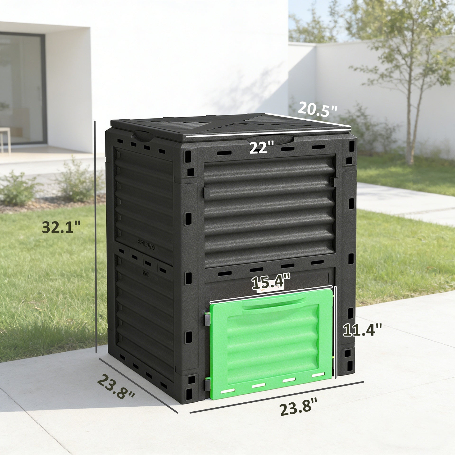 Outsunny Garden Compost Bin 80 Gallon Outdoor Large Capacity Composter Fast Create Fertile Soil Aerating Box, Green
