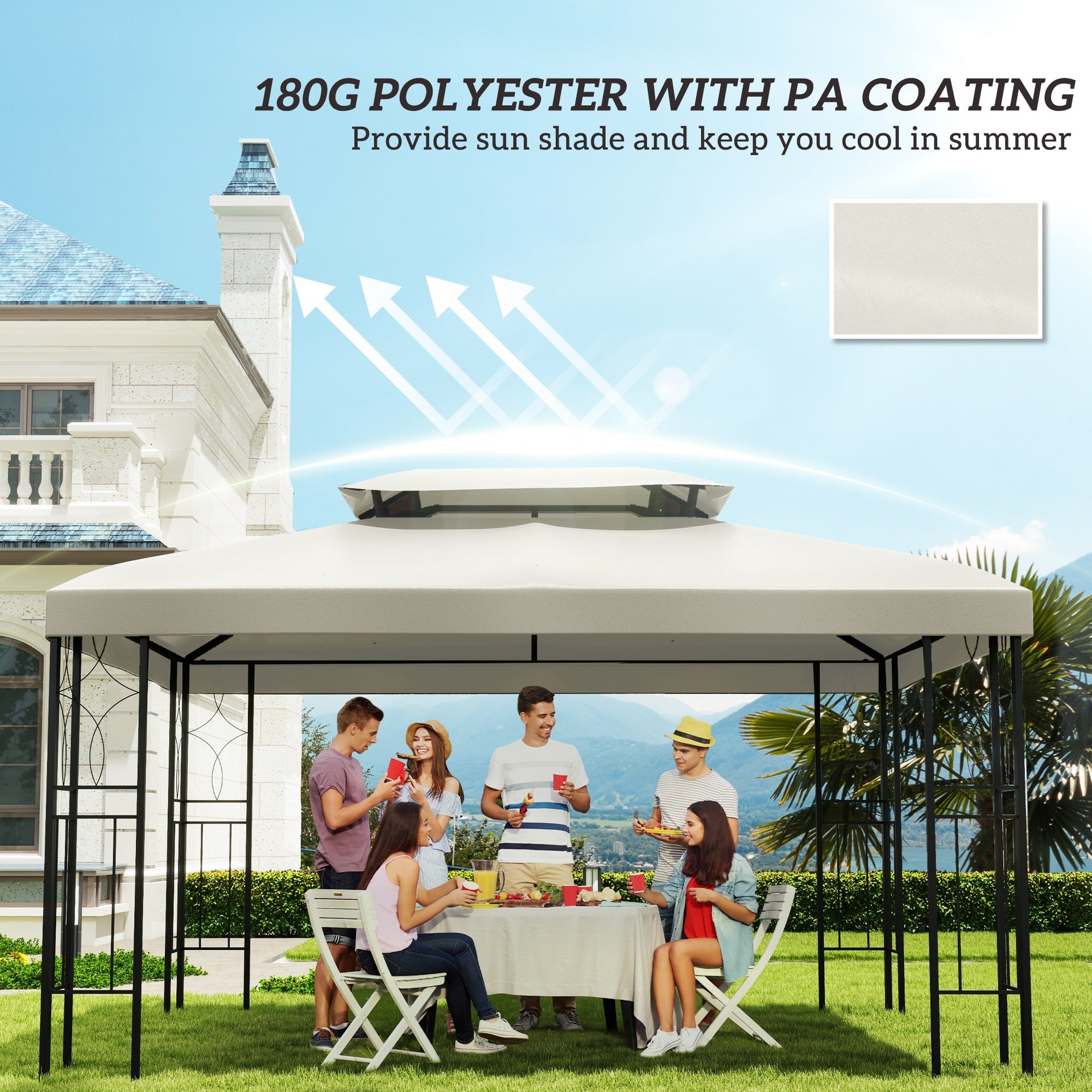 Outsunny Gazebo Replacement Canopy for Model 84C-101, 2-Tier Top Cover for 10' x 13' Gazebo, Charcoal (TOP ONLY)