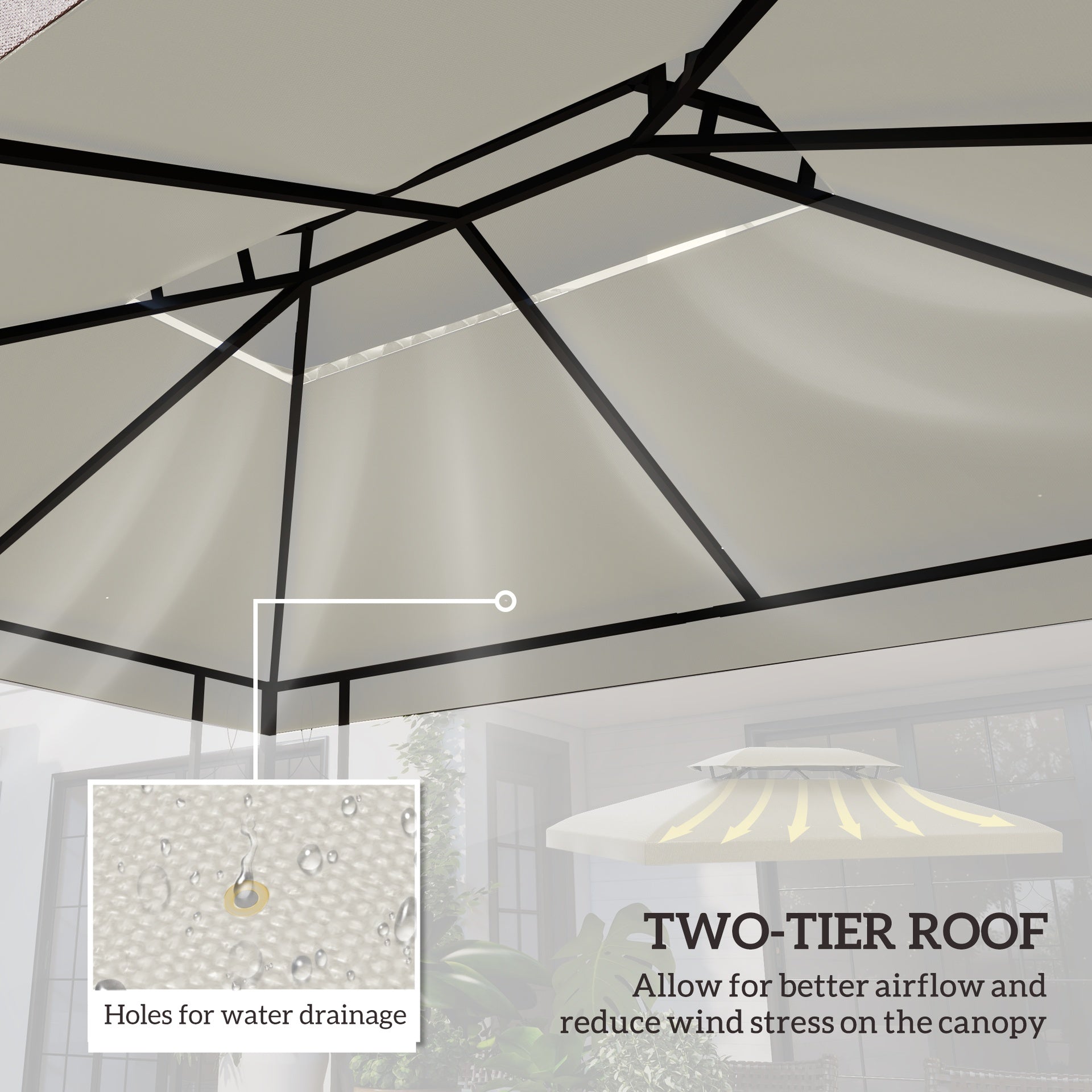 Outsunny Gazebo Replacement Canopy for Model 84C-101, 2-Tier Top Cover for 10' x 13' Gazebo, Charcoal (TOP ONLY)