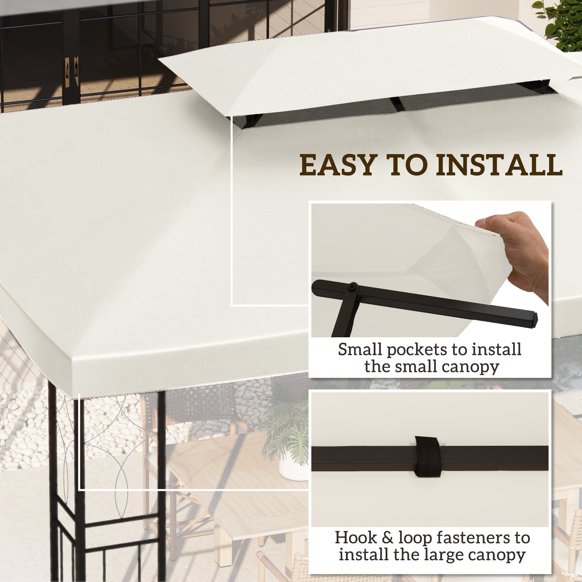 Outsunny Gazebo Replacement Canopy for Model 84C-101, 2-Tier Top Cover for 10' x 13' Gazebo, Charcoal (TOP ONLY)