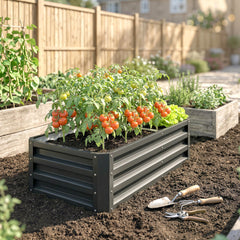 Outsunny Galvanized Raised Garden Bed, 4' x 2' x 1' Metal Planter Box, for Growing Vegetables, Flowers, Herbs, Succulents, Gray