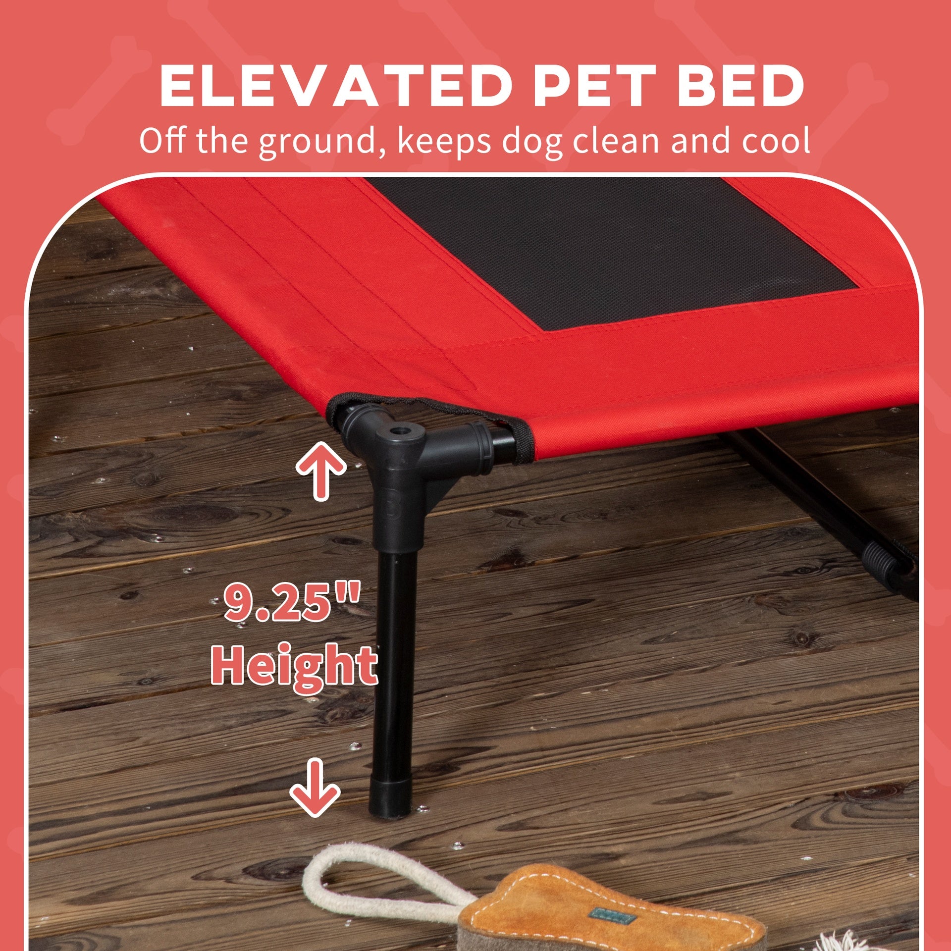 PawHut 48" x 36" Elevated Portable Dog Cot Cooling Pet Bed with UV Protection Canopy Shade, Red