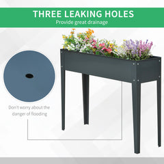 Outsunny Metal Raised Garden Bed, Elevated Planter Box with Legs and Drain Holes, 39" x 12" x 32", Dark Gray