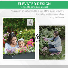 Outsunny Metal Raised Garden Bed, Elevated Planter Box with Legs and Drain Holes, 39" x 12" x 32", Dark Gray