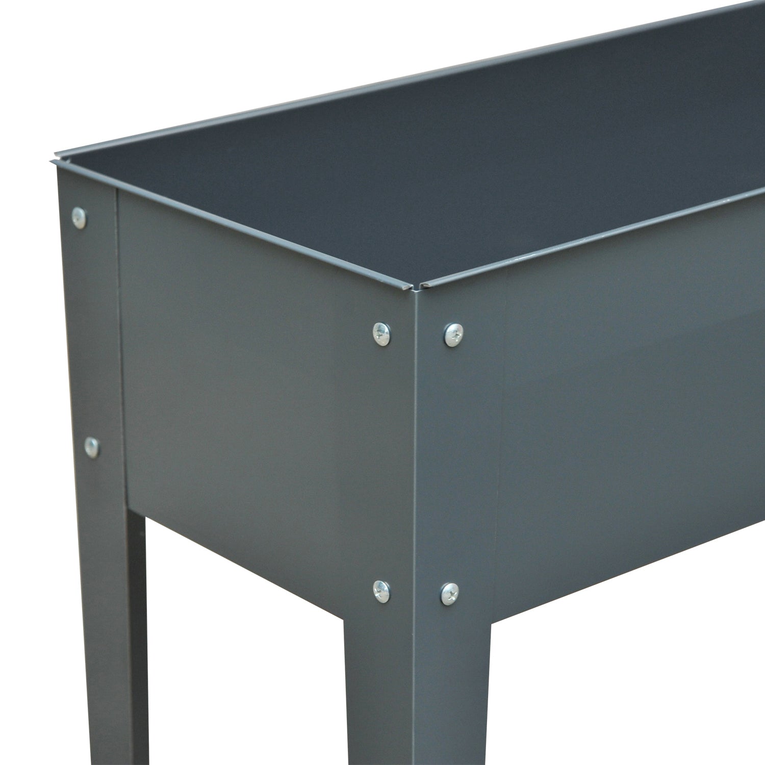 Outsunny Metal Raised Garden Bed, Elevated Planter Box with Legs and Drain Holes, 39" x 12" x 32", Dark Gray