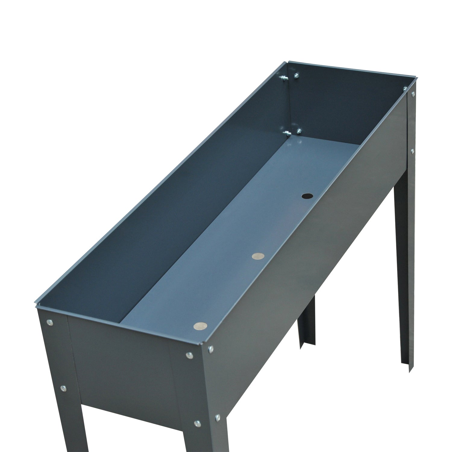 Outsunny Metal Raised Garden Bed, Elevated Planter Box with Legs and Drain Holes, 39" x 12" x 32", Dark Gray