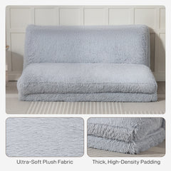 HOMCOM Bean Bag Floor Sofa Bed, Contemporary Plush Wide Folding Floor Mattress, Foam Filling Wall Couch Sleeper, Light Gray