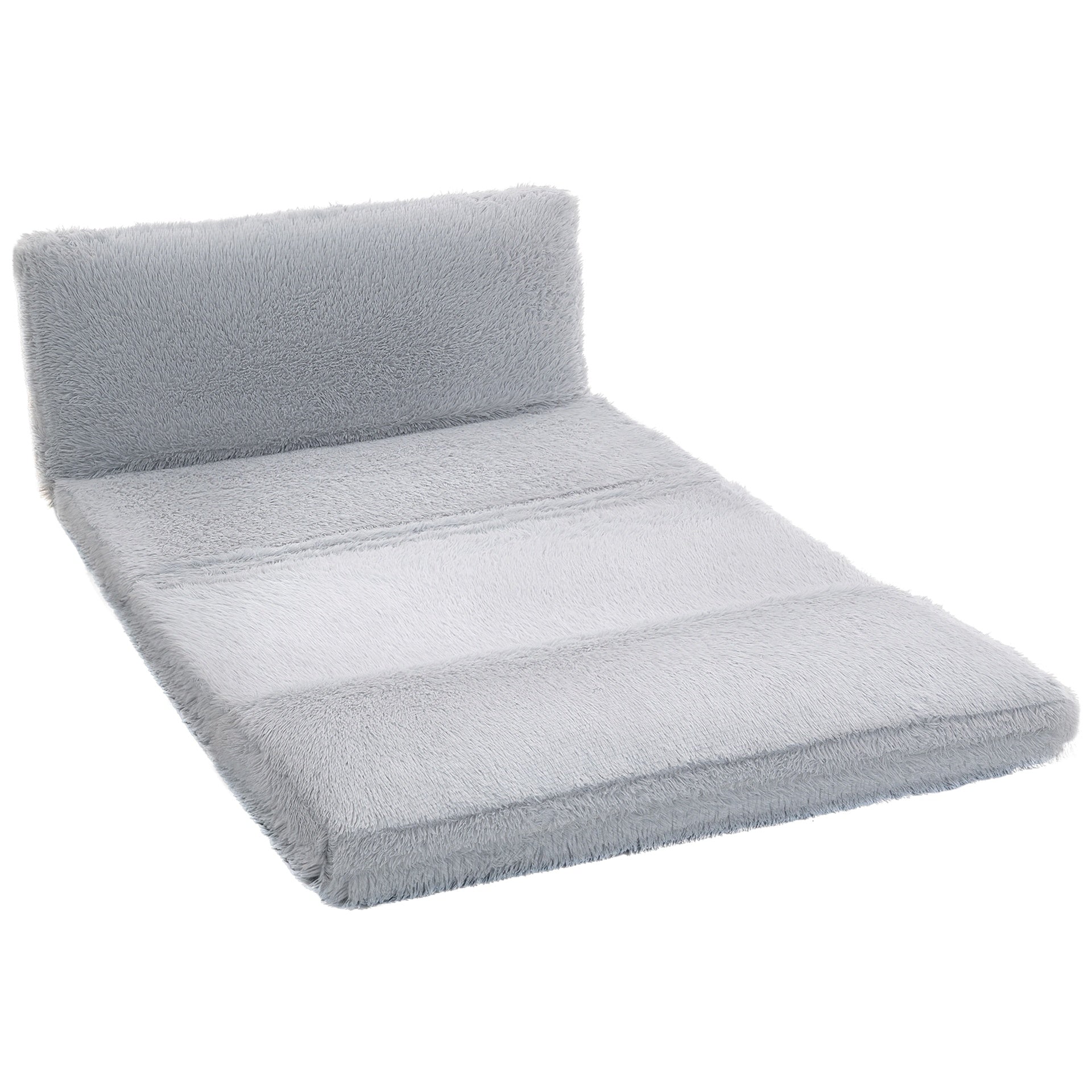 HOMCOM Bean Bag Floor Sofa Bed, Contemporary Plush Wide Folding Floor Mattress, Foam Filling Wall Couch Sleeper, Light Gray