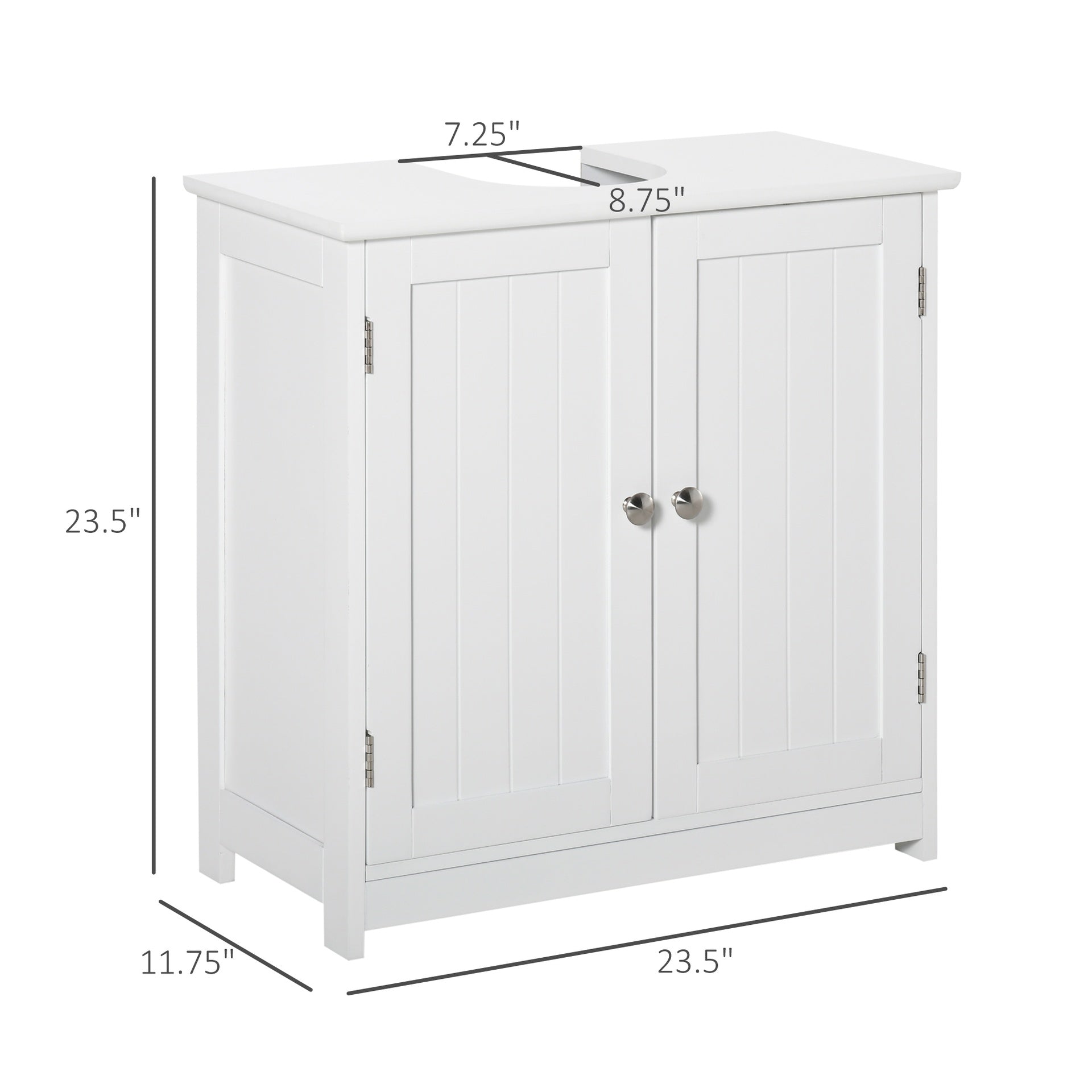 kleankin Bathroom Vanities, Bathroom Sink Cabinets with U-Shape Cut-Out and Adjustable Internal Shelf, White