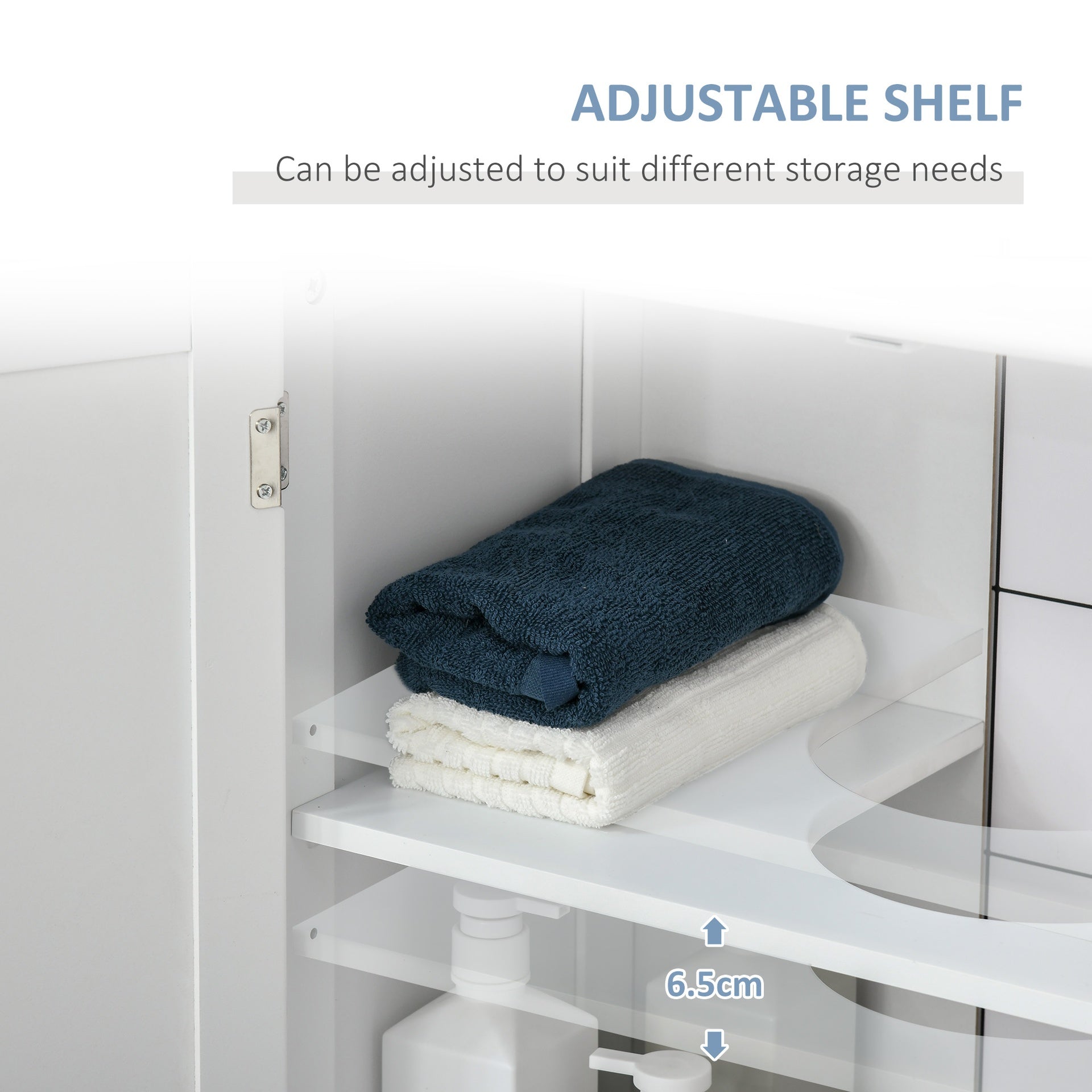 kleankin Bathroom Vanities, Bathroom Sink Cabinets with U-Shape Cut-Out and Adjustable Internal Shelf, White