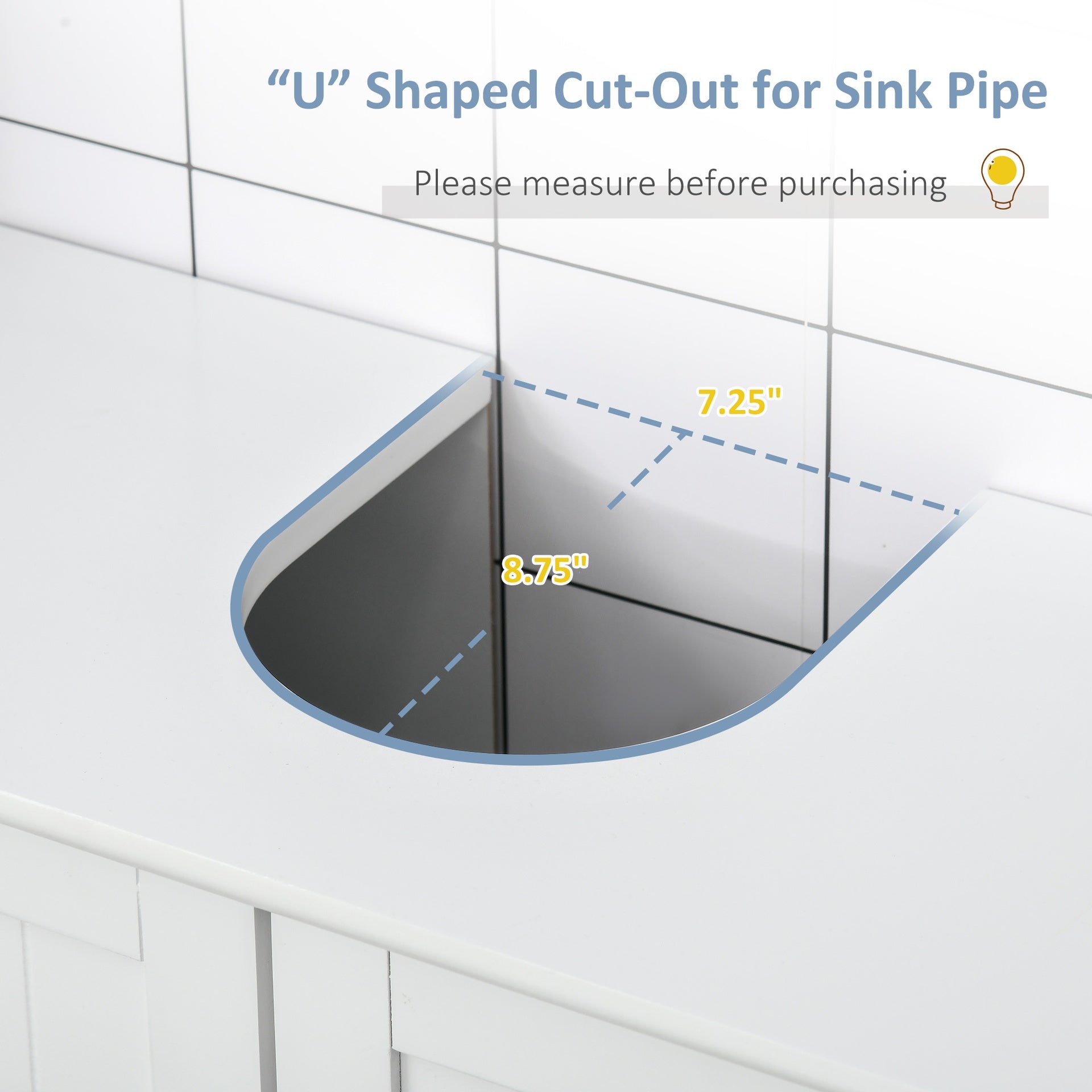 kleankin Bathroom Vanities, Bathroom Sink Cabinets with U-Shape Cut-Out and Adjustable Internal Shelf, White
