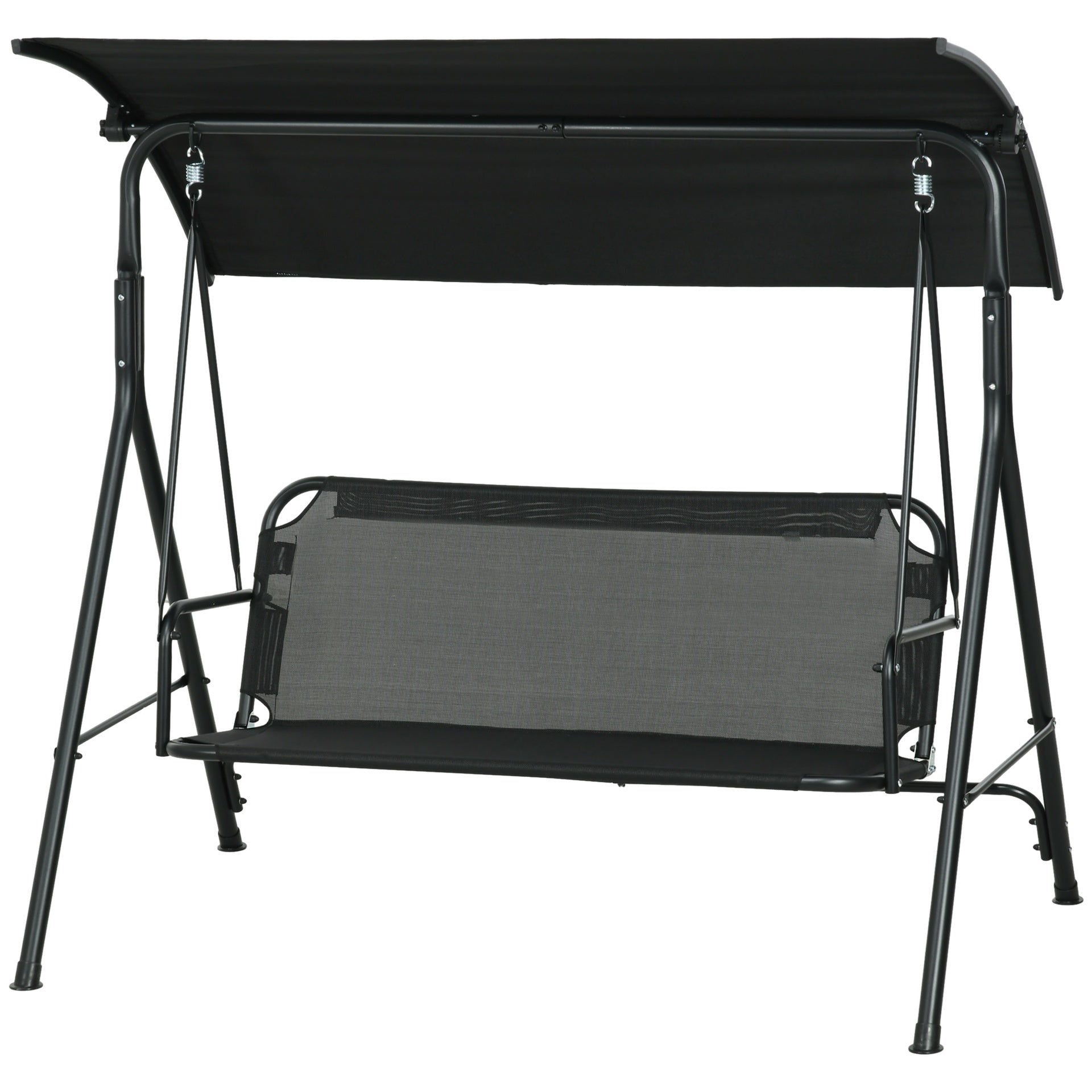 Outsunny 3-Seat Outdoor Patio Swing Chair w/ Cushion, Steel Frame Stand, Adjustable Tilt Canopy for Patio, Garden, Black 1