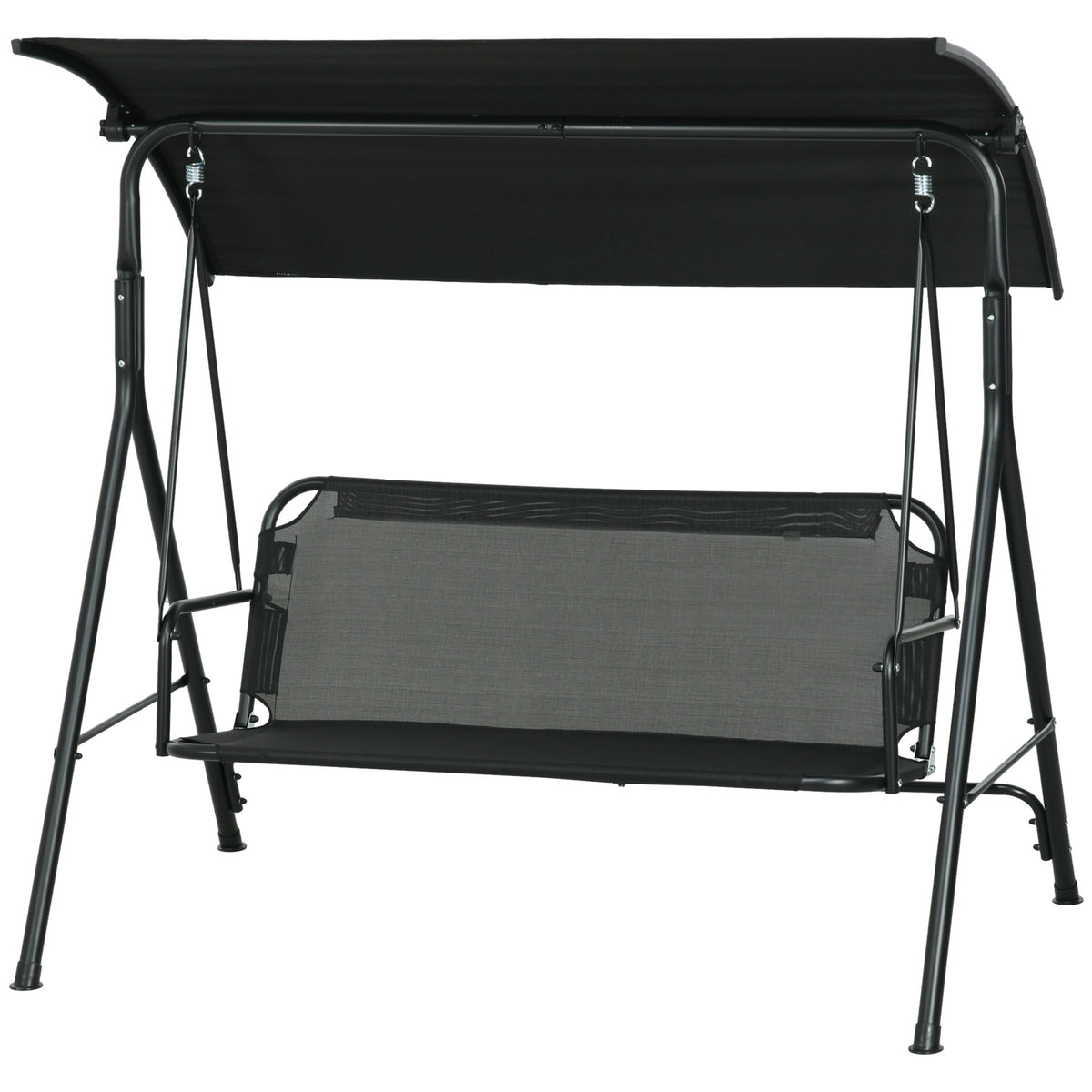 Outsunny 3-Seat Outdoor Patio Swing Chair w/ Cushion, Steel Frame Stand, Adjustable Tilt Canopy for Patio, Garden, Black 1