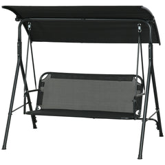 Outsunny 3-Seat Outdoor Patio Swing Chair w/ Cushion, Steel Frame Stand, Adjustable Tilt Canopy for Patio, Garden, Black 1