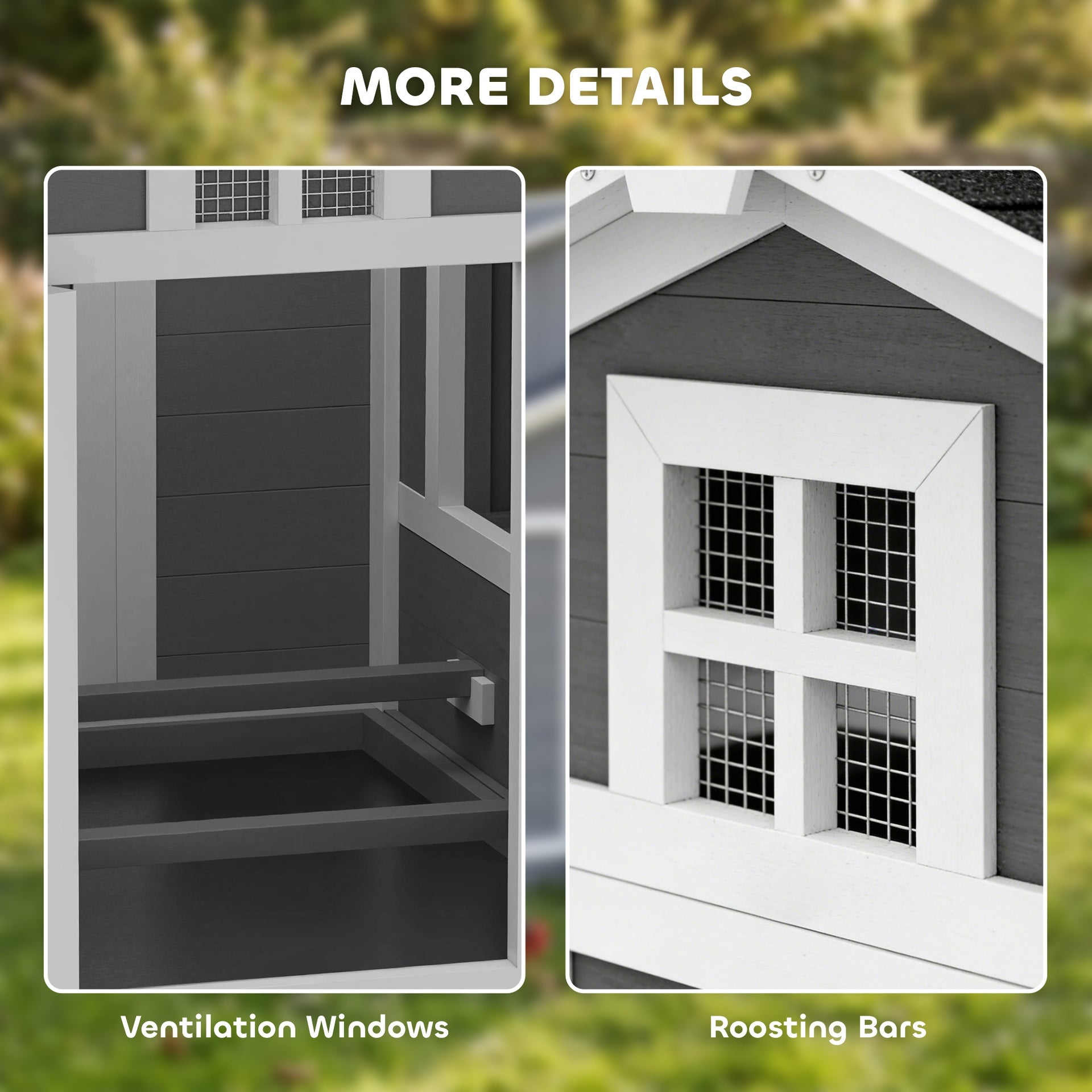 PawHut Chicken Coop for 2 Chickens, Wooden Hen House with Nesting Box, Pull-Out Tray, Ventilation Windows
