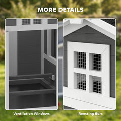 PawHut Chicken Coop for 2 Chickens, Wooden Hen House with Nesting Box, Pull-Out Tray, Ventilation Windows