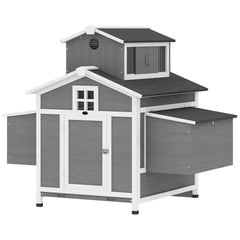 PawHut Chicken Coop for 2 Chickens, Wooden Hen House with Nesting Box, Pull-Out Tray, Ventilation Windows