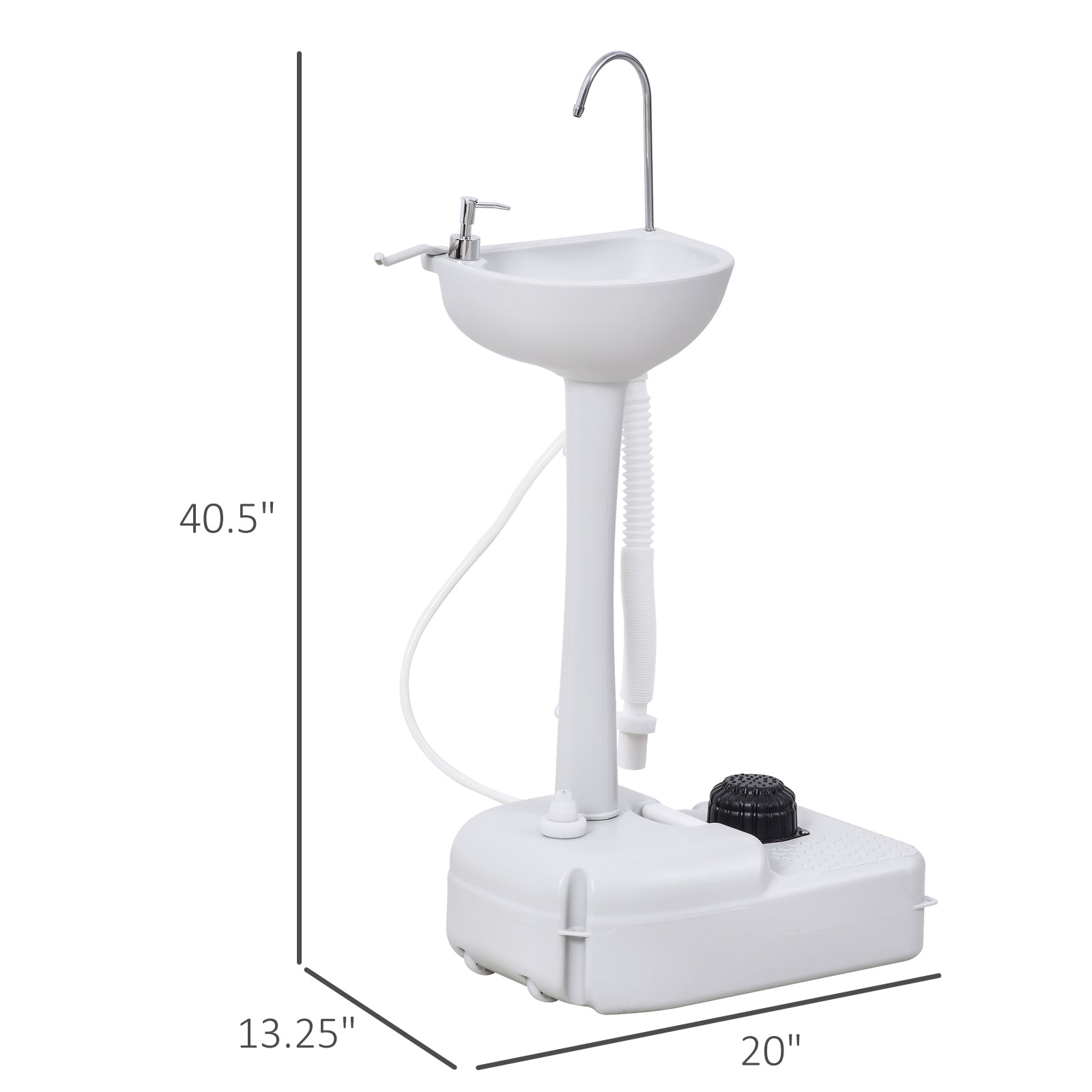 kleankin Portable Camping Sink, Portable Sink Hand Wash Station with 4.5 Gallon (17L) Tank, Rolling Wheels, Soap Dispenser, Towel Holder for RV, Outdoor Events, Gatherings, HDPE, White