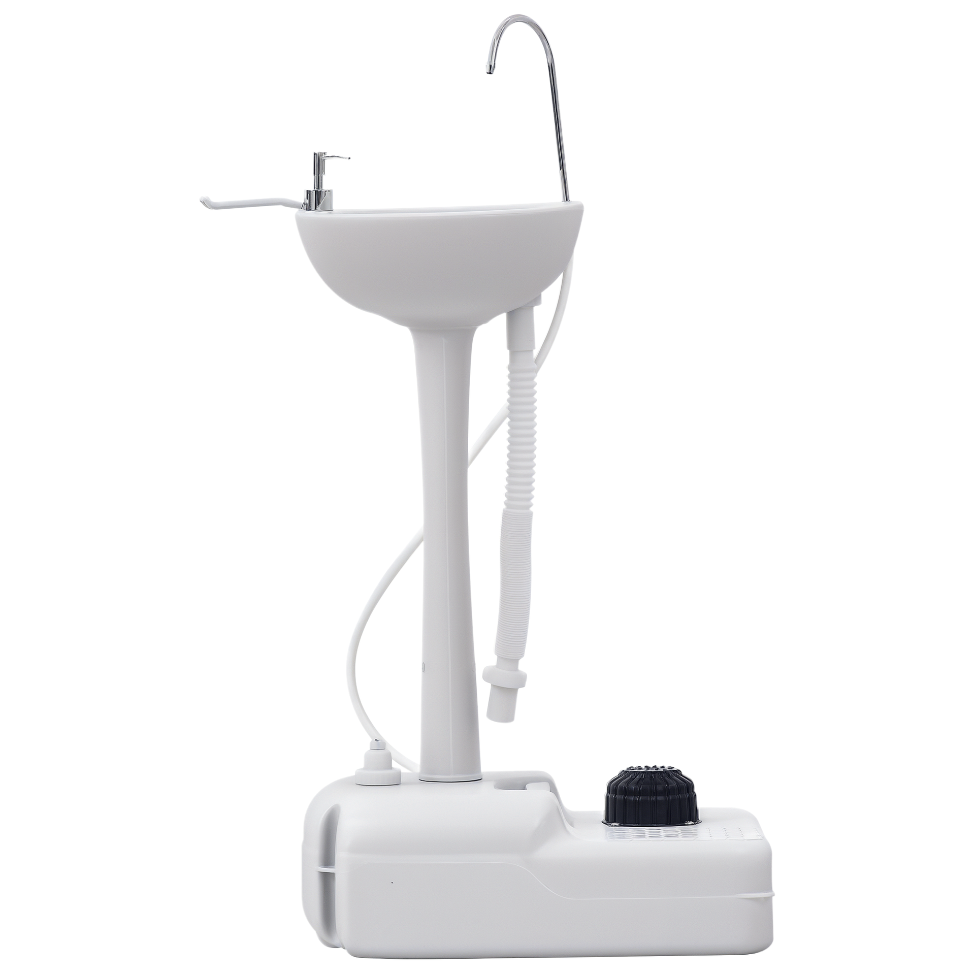 kleankin Portable Camping Sink, Portable Sink Hand Wash Station with 4.5 Gallon (17L) Tank, Rolling Wheels, Soap Dispenser, Towel Holder for RV, Outdoor Events, Gatherings, HDPE, White