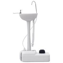 kleankin Portable Camping Sink, Portable Sink Hand Wash Station with 4.5 Gallon (17L) Tank, Rolling Wheels, Soap Dispenser, Towel Holder for RV, Outdoor Events, Gatherings, HDPE, White