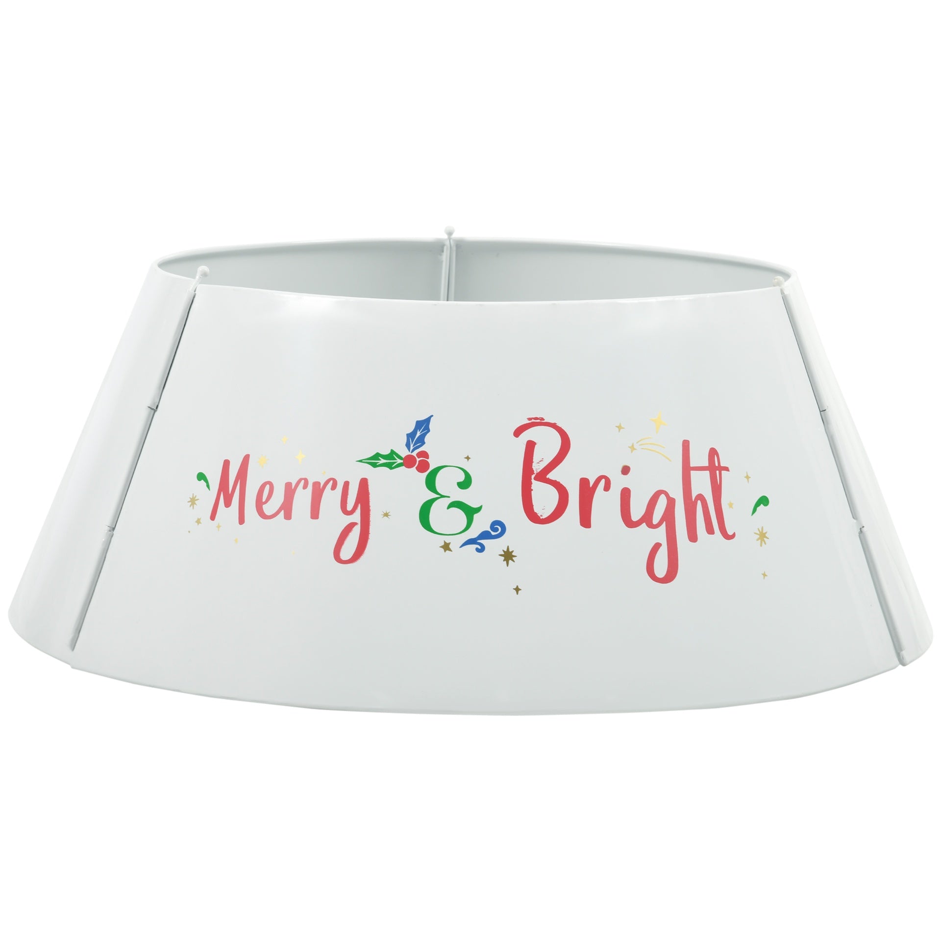 HOMCOM Christmas Tree Collar, Steel Tree Ring Skirt, Home Xmas Decoration for Christmas Tree, 26" x 26" x 11", Cream White
