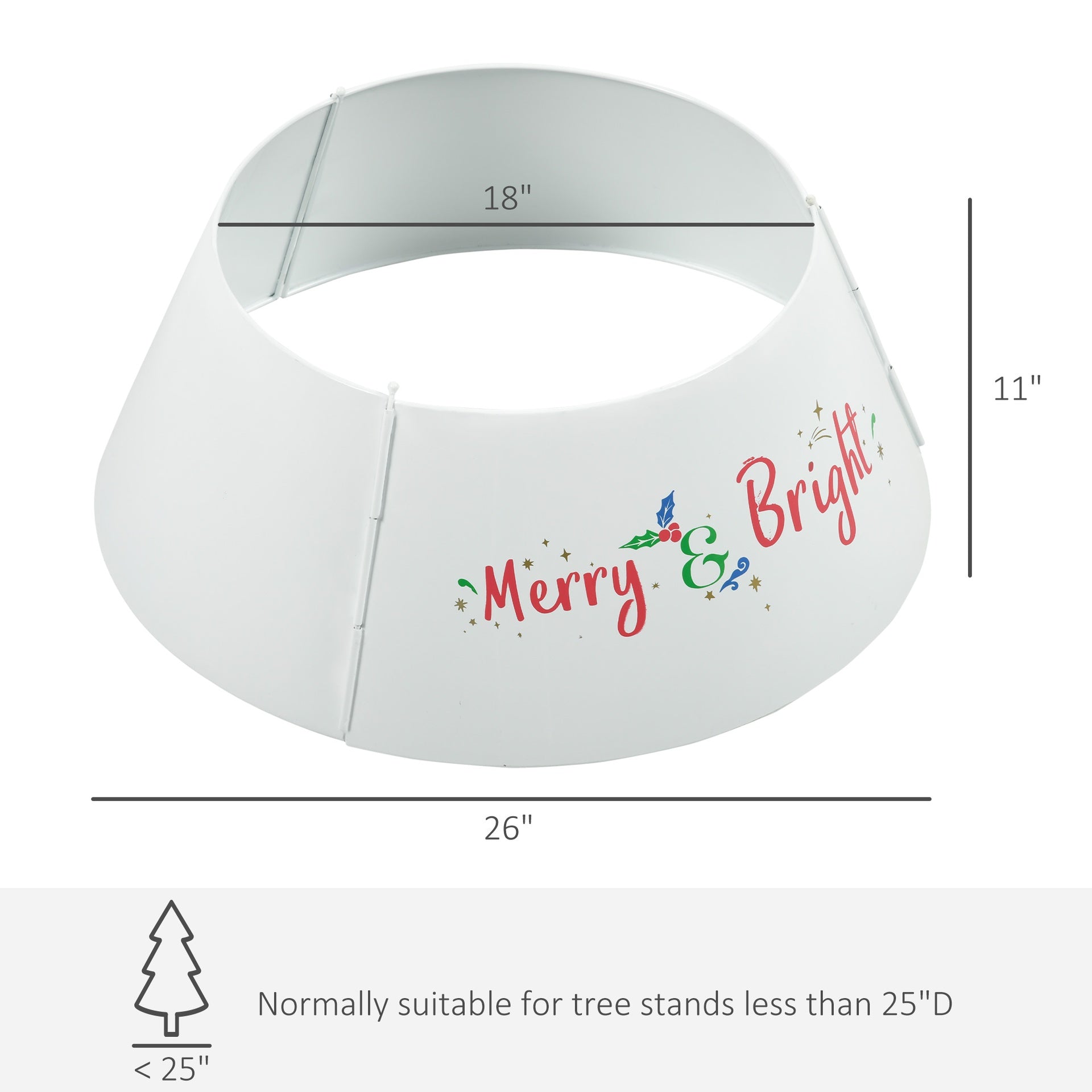 HOMCOM Christmas Tree Collar, Steel Tree Ring Skirt, Home Xmas Decoration for Christmas Tree, 26" x 26" x 11", Cream White