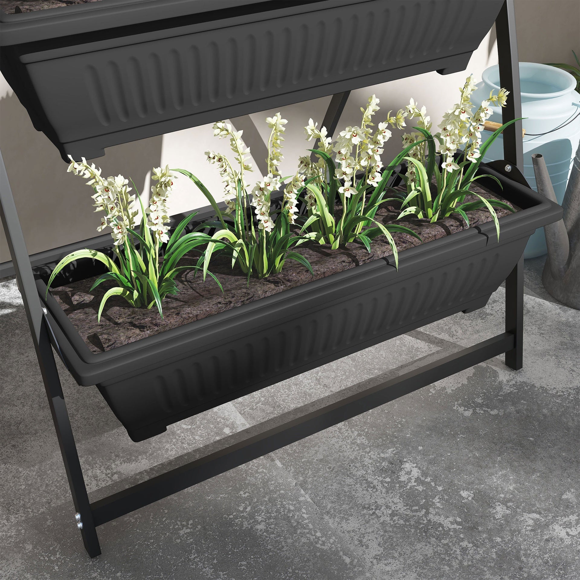 Outsunny 4-Tier Vertical Raised Garden Planter with 4 Boxes, Outdoor Plant Stand Grow Container for Vegetable & Flowers, Black