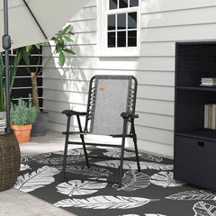 Outsunny Patio Folding Chair, Sling Suspension Chair for Deck, Camping, Sports Events, Patio, Beach & Pool, Space Saving, Gray