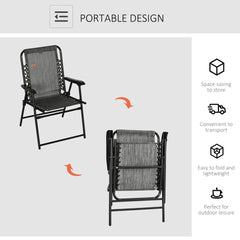Outsunny Patio Folding Chair, Sling Suspension Chair for Deck, Camping, Sports Events, Patio, Beach & Pool, Space Saving, Gray