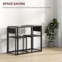 HOMCOM 3-Piece Dining Room Set, Industrial Kitchen Table Set with Rectangular Table and 2 Dining Chairs, Black