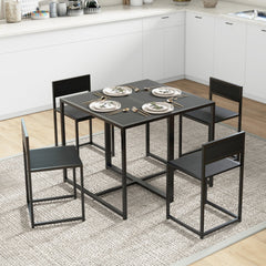HOMCOM 3-Piece Dining Room Set, Industrial Kitchen Table Set with Rectangular Table and 2 Dining Chairs, Black