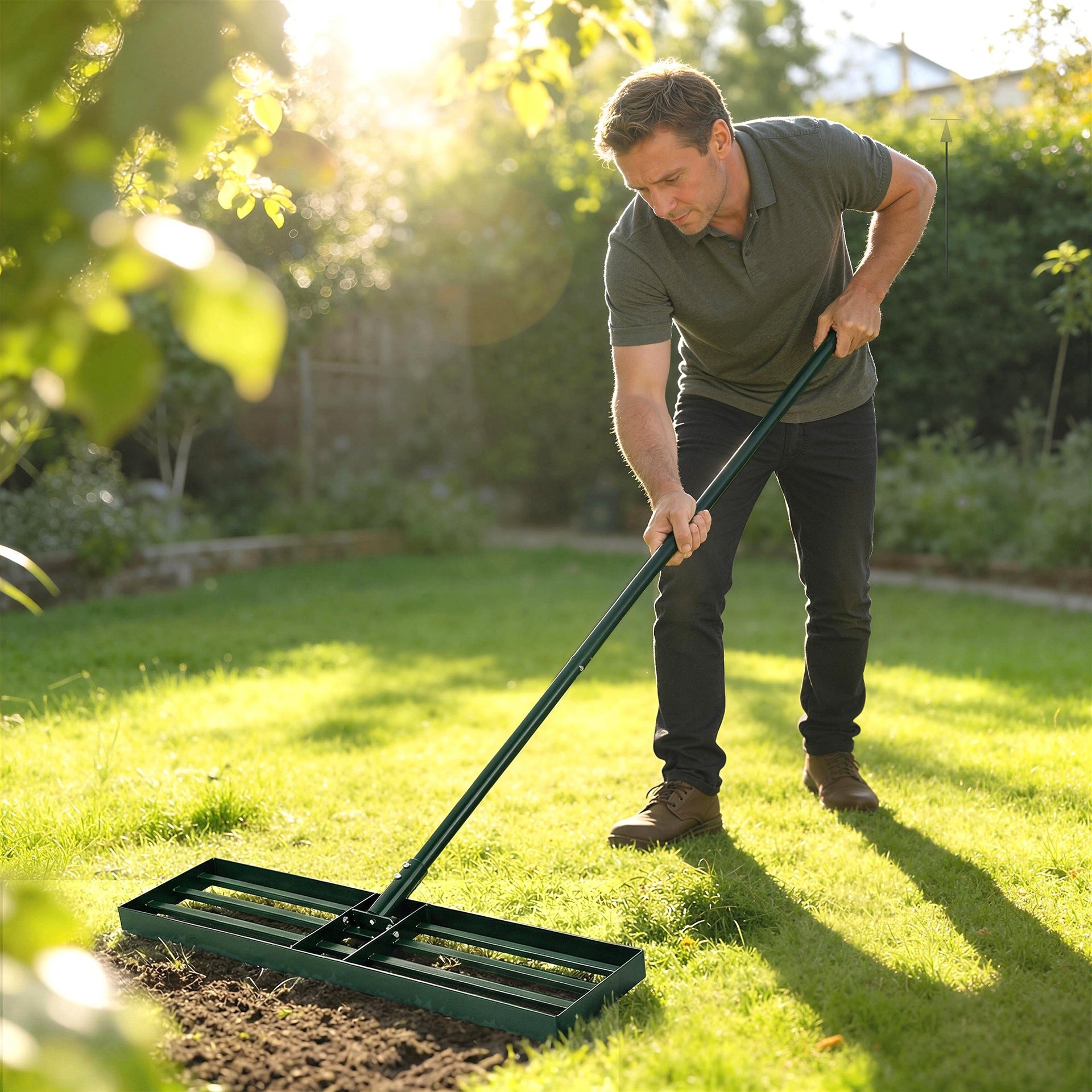 Outsunny Lawn Leveling Rake, 30" x 10" Heavy Duty Yard Leveling Rake with 66.5" Handle for Backyard, Golf Course