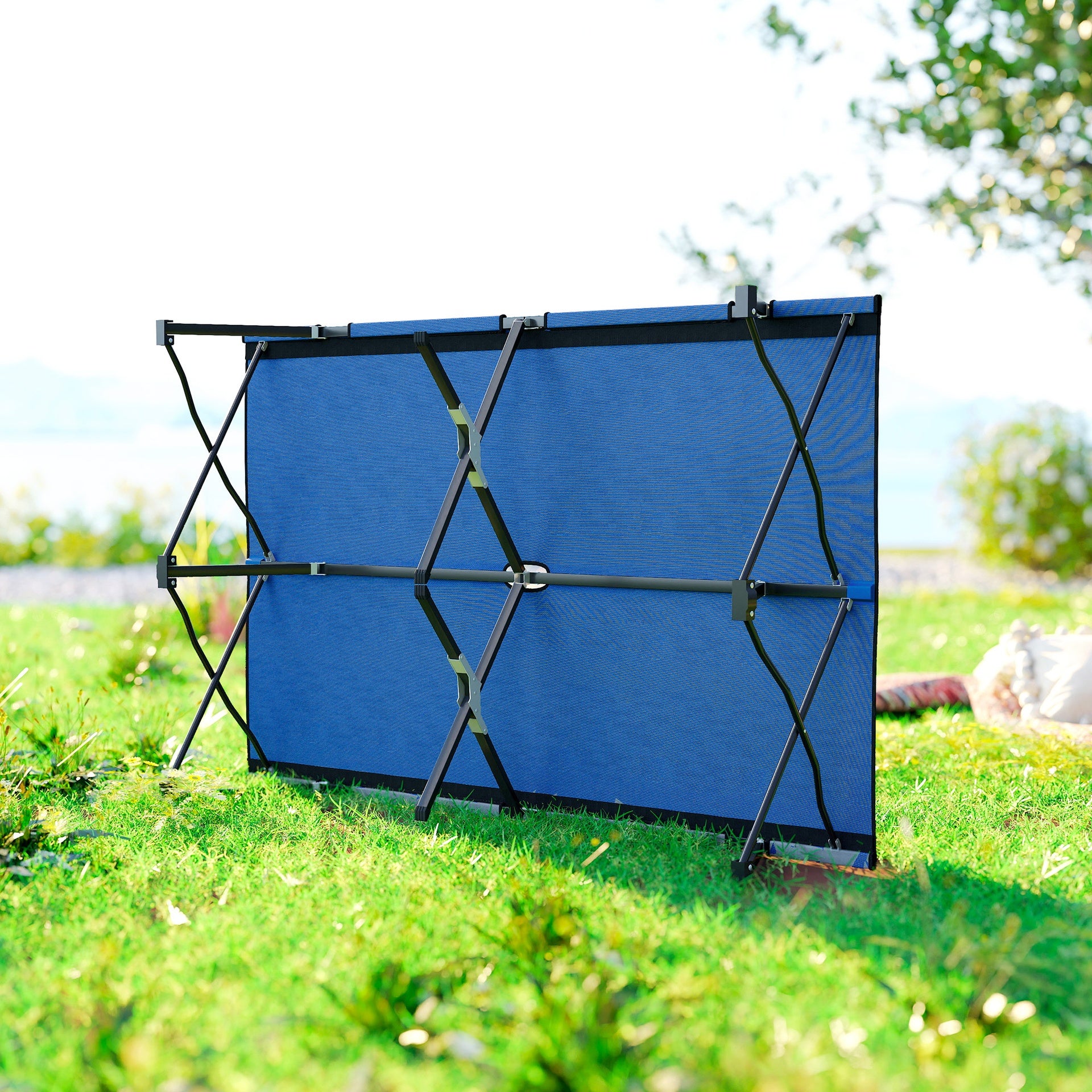 Outsunny 2 Person Folding Camping Cot for Adults, 50" Extra Wide Outdoor Portable Sleeping Cot with Carry Bag, Elevated Camping Bed, Beach Hiking, Blue