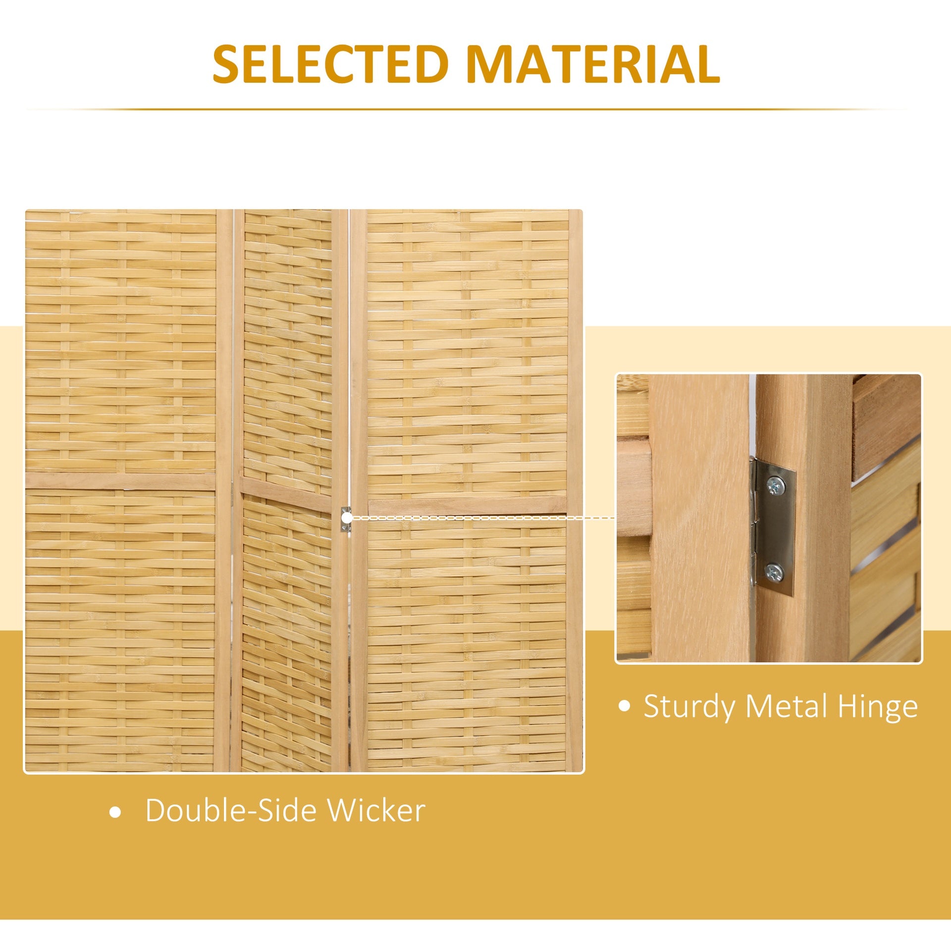 HOMCOM Hand Woven Room Divider, 3 Panel Bamboo Folding Privacy Screen for Home Office, 47.25"x67"x0.75", Natural