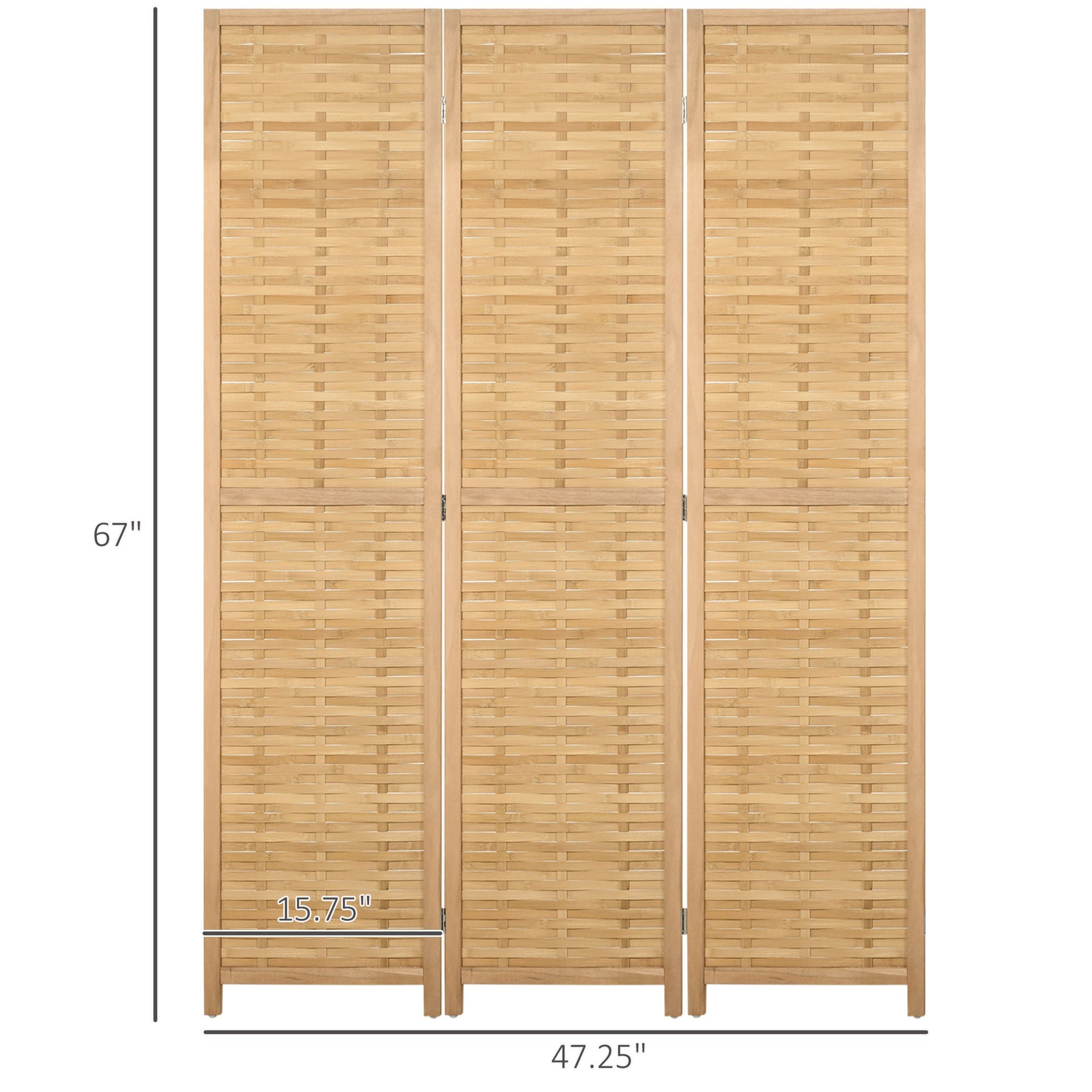 HOMCOM Hand Woven Room Divider, 3 Panel Bamboo Folding Privacy Screen for Home Office, 47.25"x67"x0.75", Natural