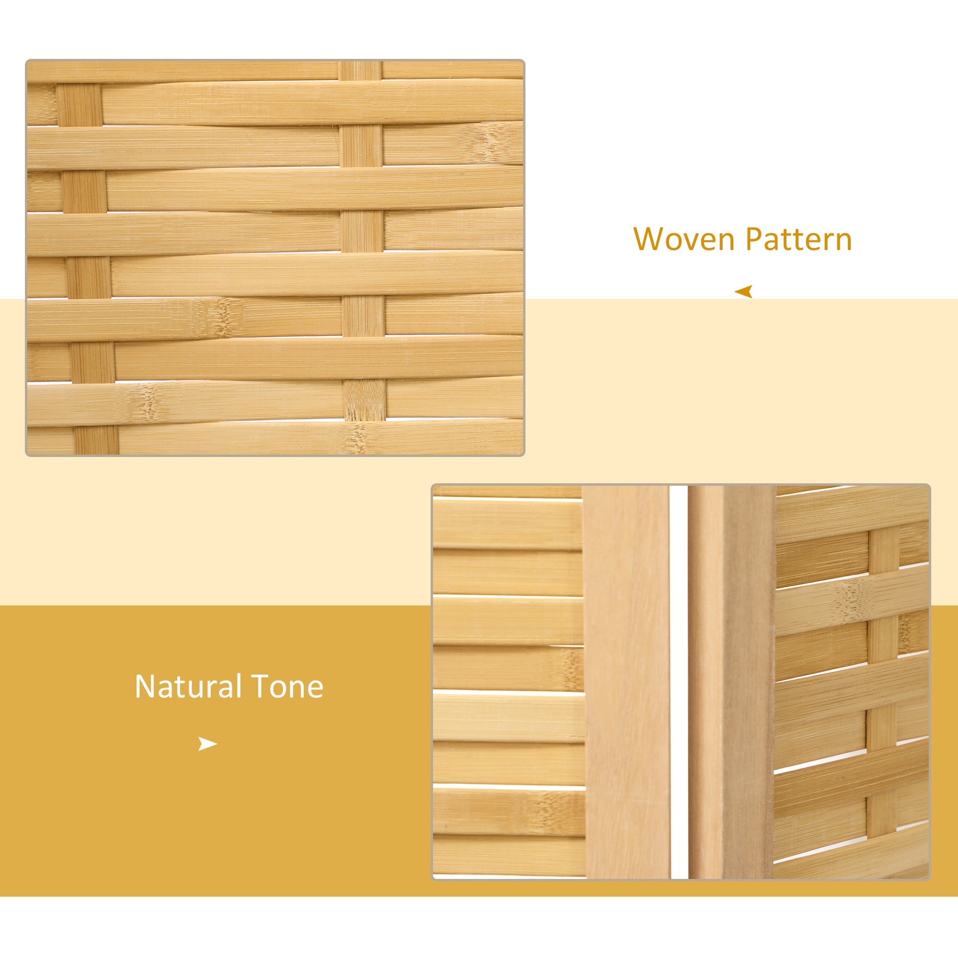 HOMCOM Hand Woven Room Divider, 3 Panel Bamboo Folding Privacy Screen for Home Office, 47.25"x67"x0.75", Natural