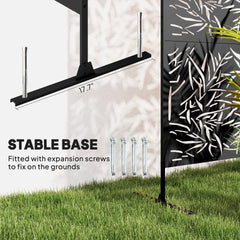 Outsunny Decorative Privacy Fence Screen, Metal Outdoor Privacy Screen Climbing Plant Trellis with Stand, Bamboo Black